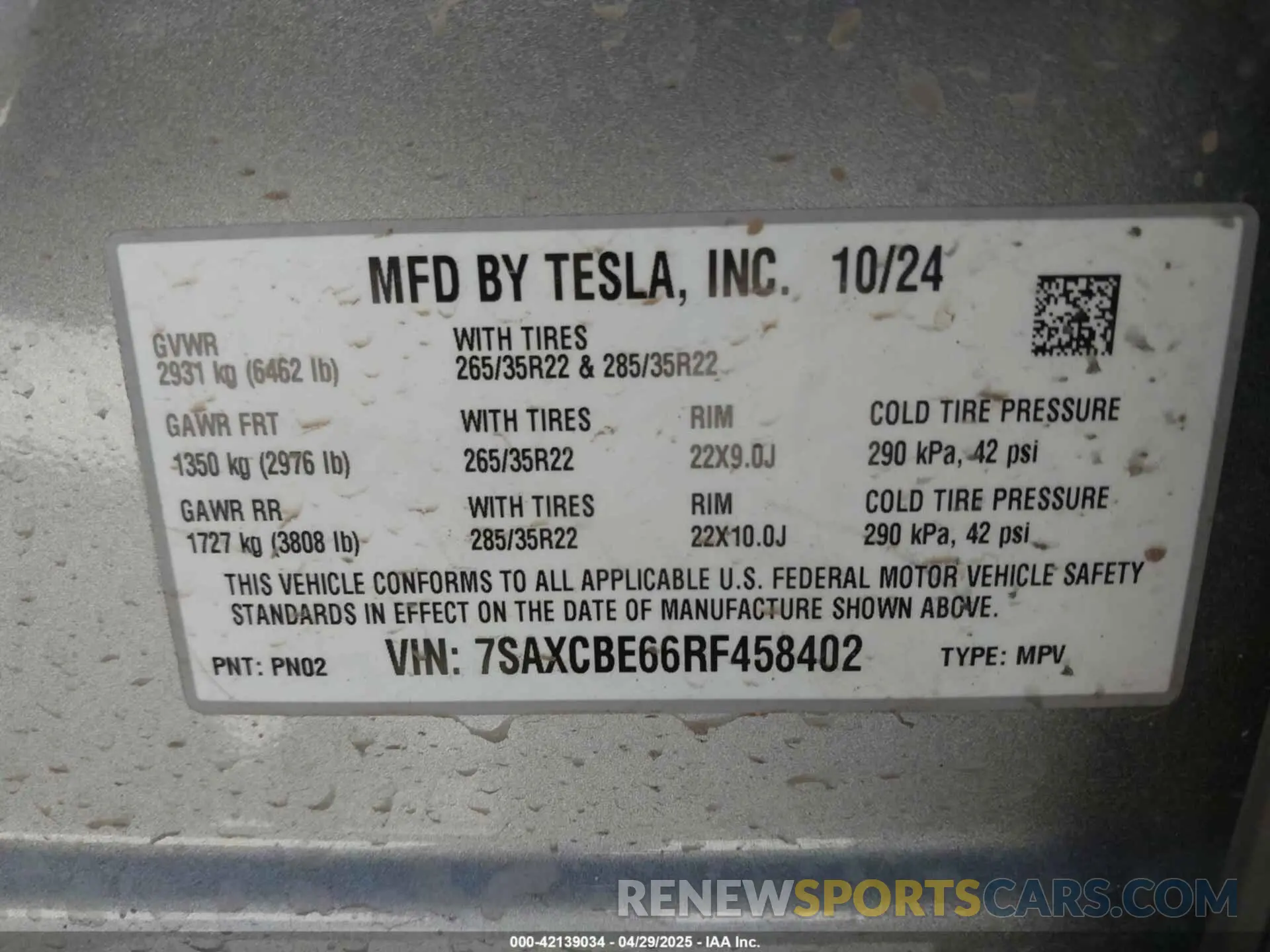 9 Photograph of a damaged car 7SAXCBE66RF458402 TESLA MODEL X 2024