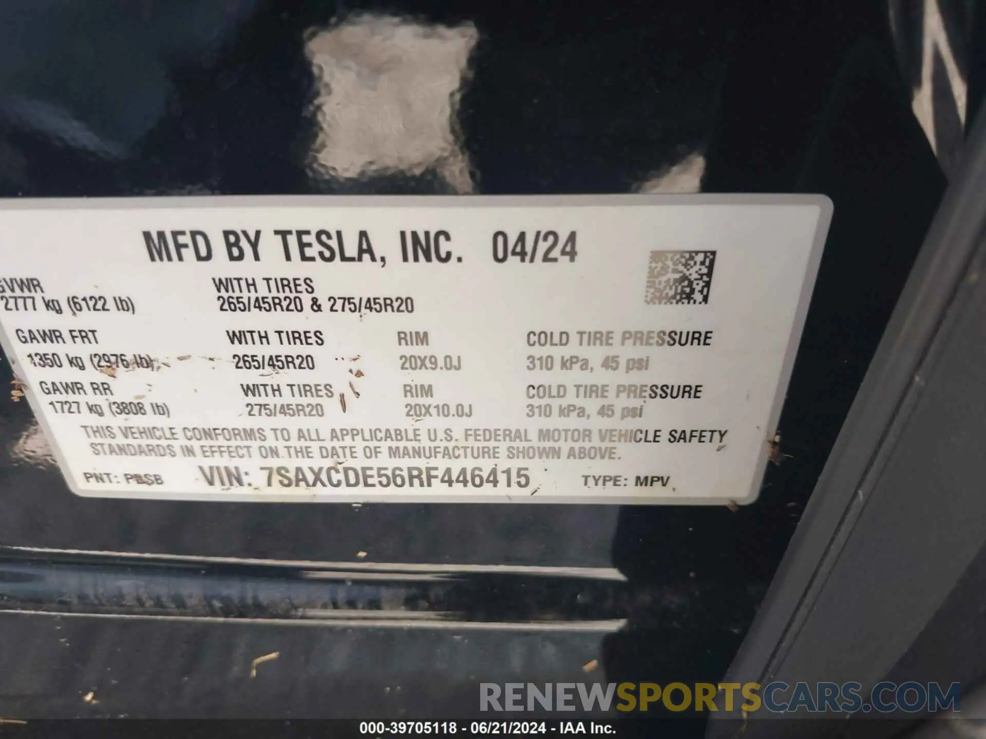 9 Photograph of a damaged car 7SAXCDE56RF446415 TESLA MODEL X 2024