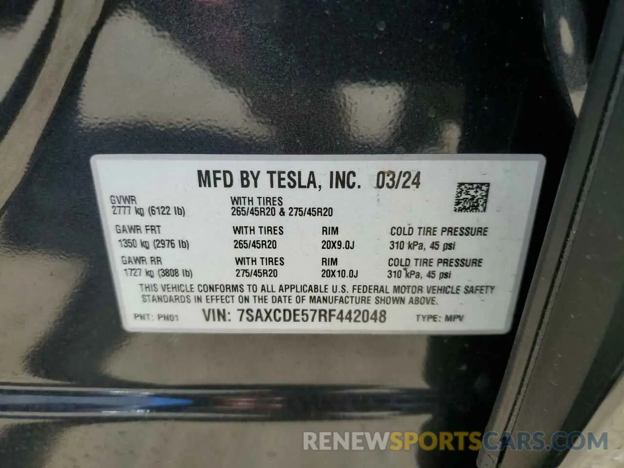 14 Photograph of a damaged car 7SAXCDE57RF442048 TESLA MODEL X 2024
