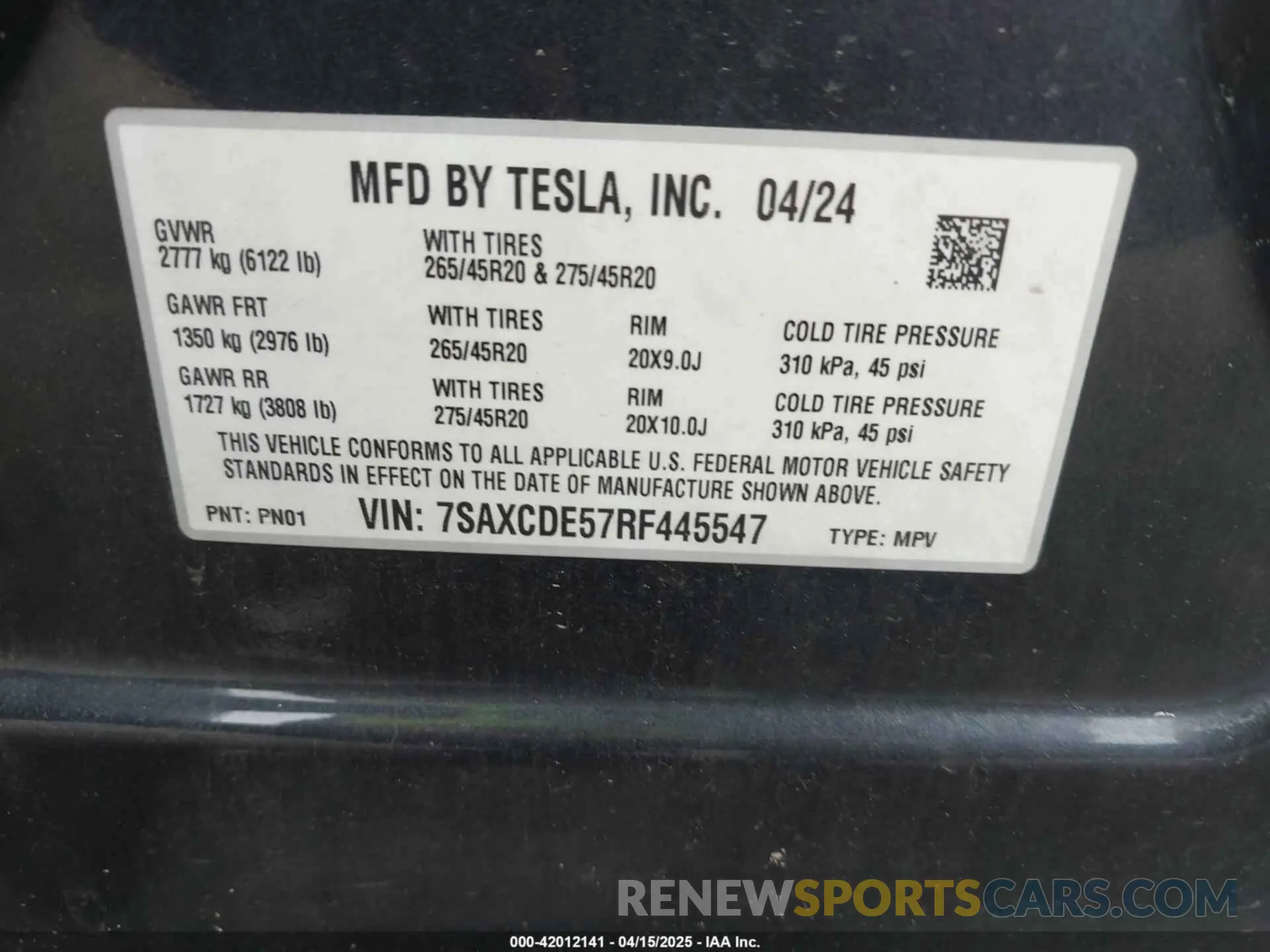 9 Photograph of a damaged car 7SAXCDE57RF445547 TESLA MODEL X 2024