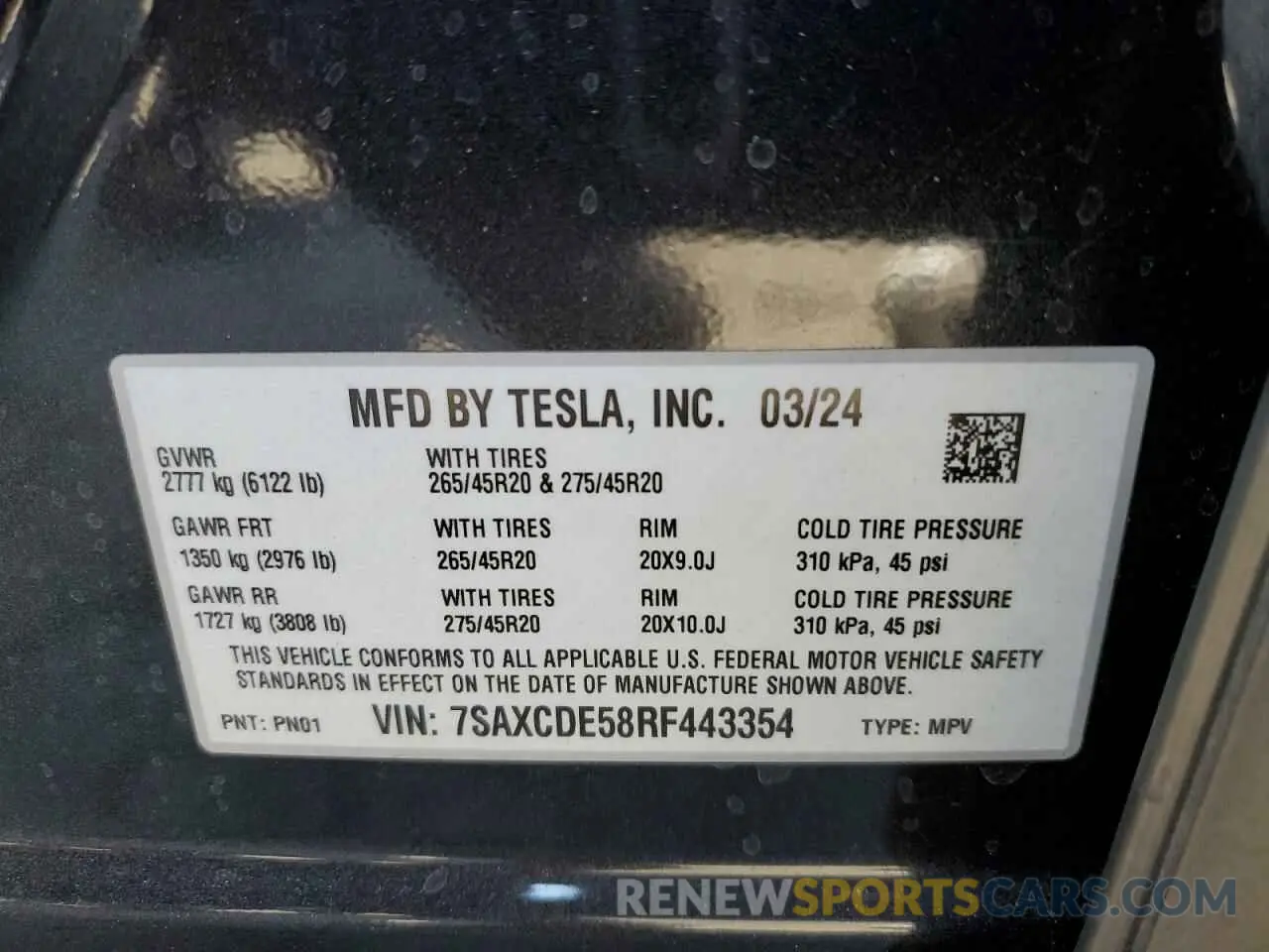 14 Photograph of a damaged car 7SAXCDE58RF443354 TESLA MODEL X 2024