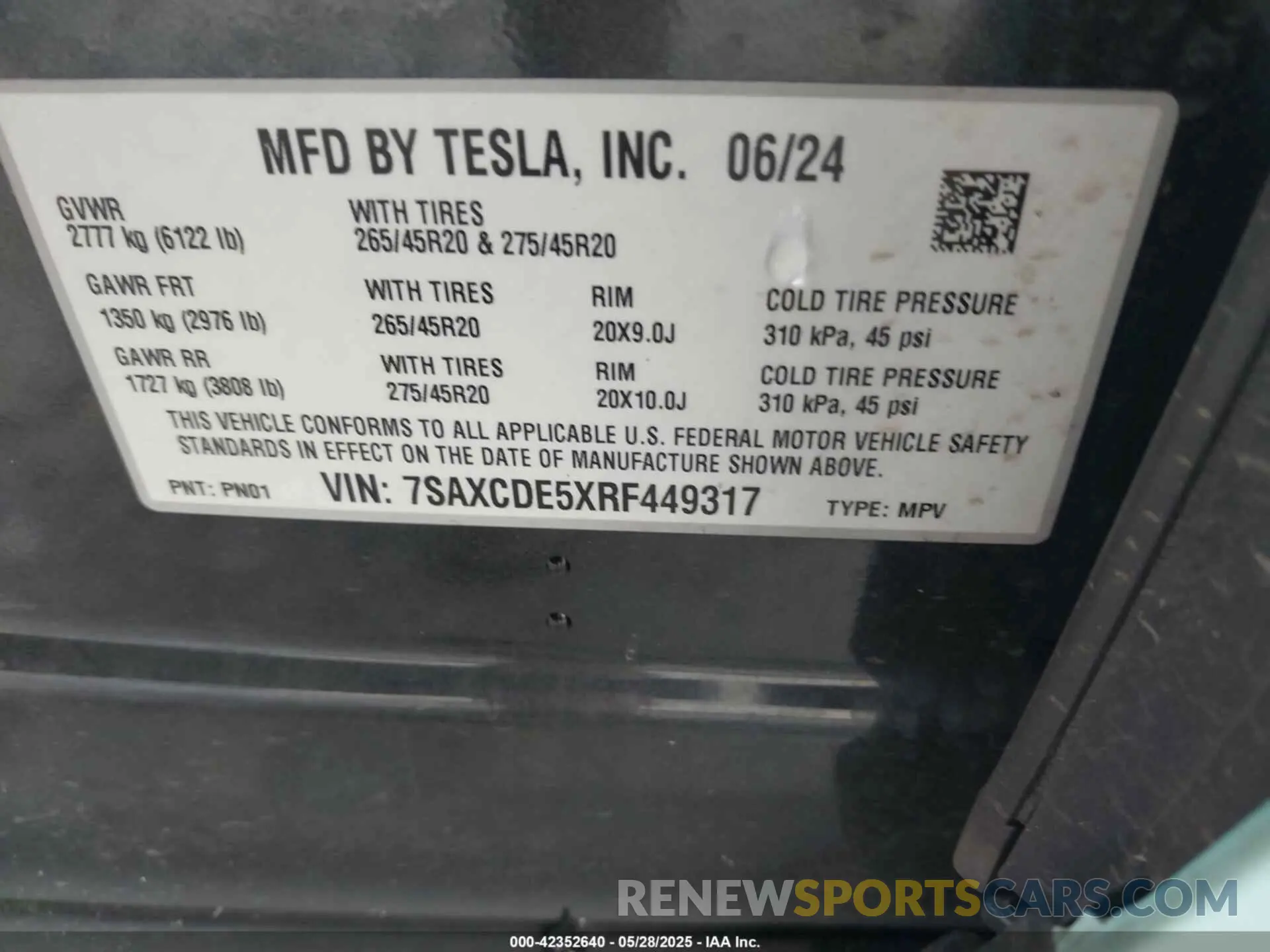 9 Photograph of a damaged car 7SAXCDE5XRF449317 TESLA MODEL X 2024