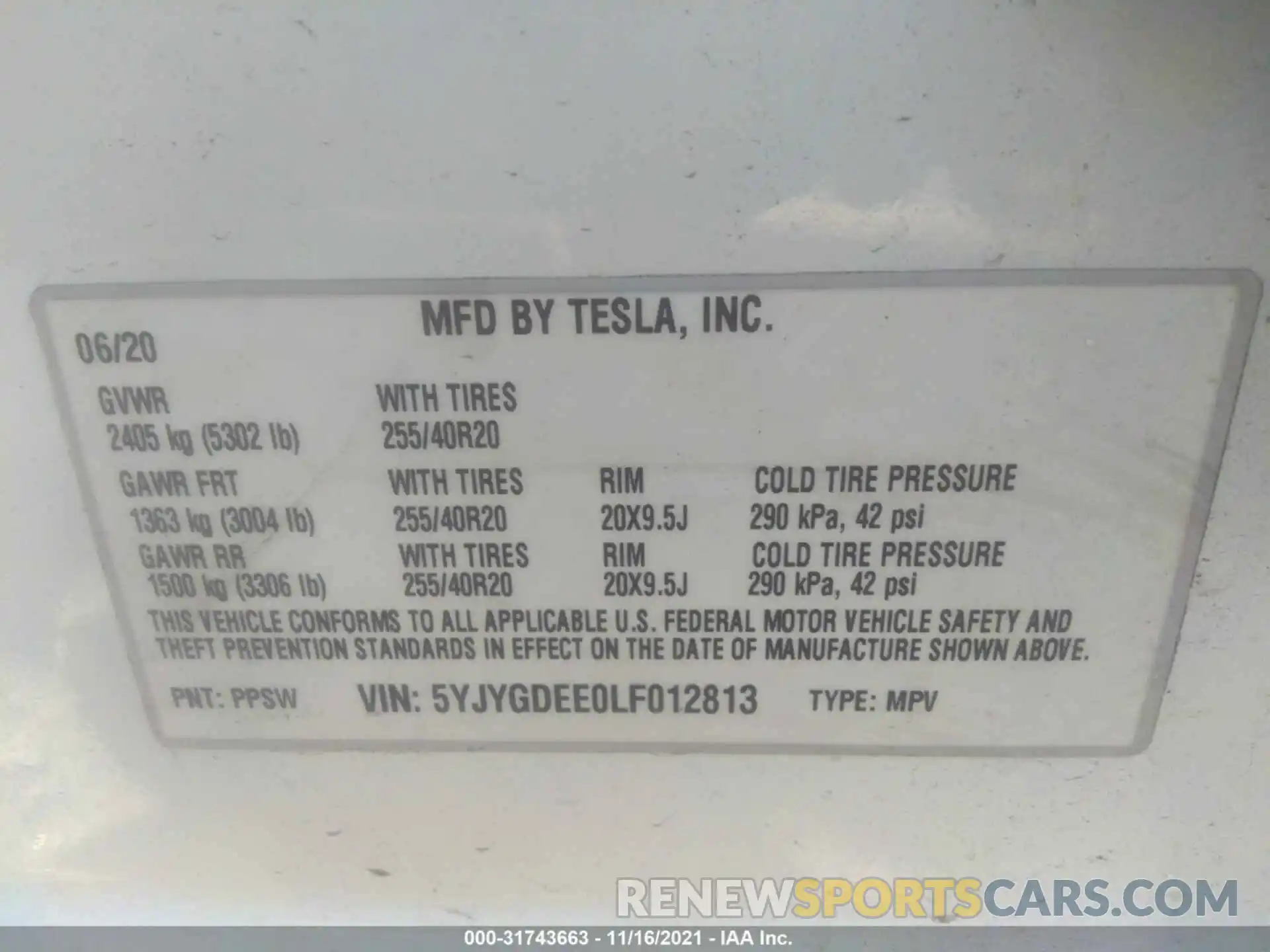 9 Photograph of a damaged car 5YJYGDEE0LF012813 TESLA MODEL Y 2020