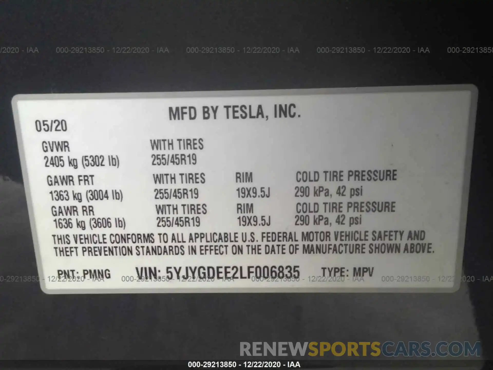 9 Photograph of a damaged car 5YJYGDEE2LF006835 TESLA MODEL Y 2020