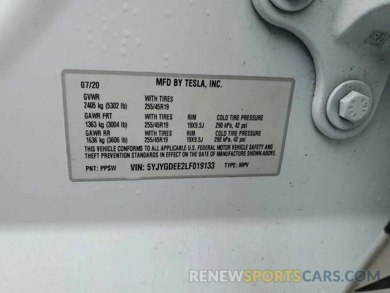 15 Photograph of a damaged car 5YJYGDEE2LF019133 TESLA MODEL Y 2020