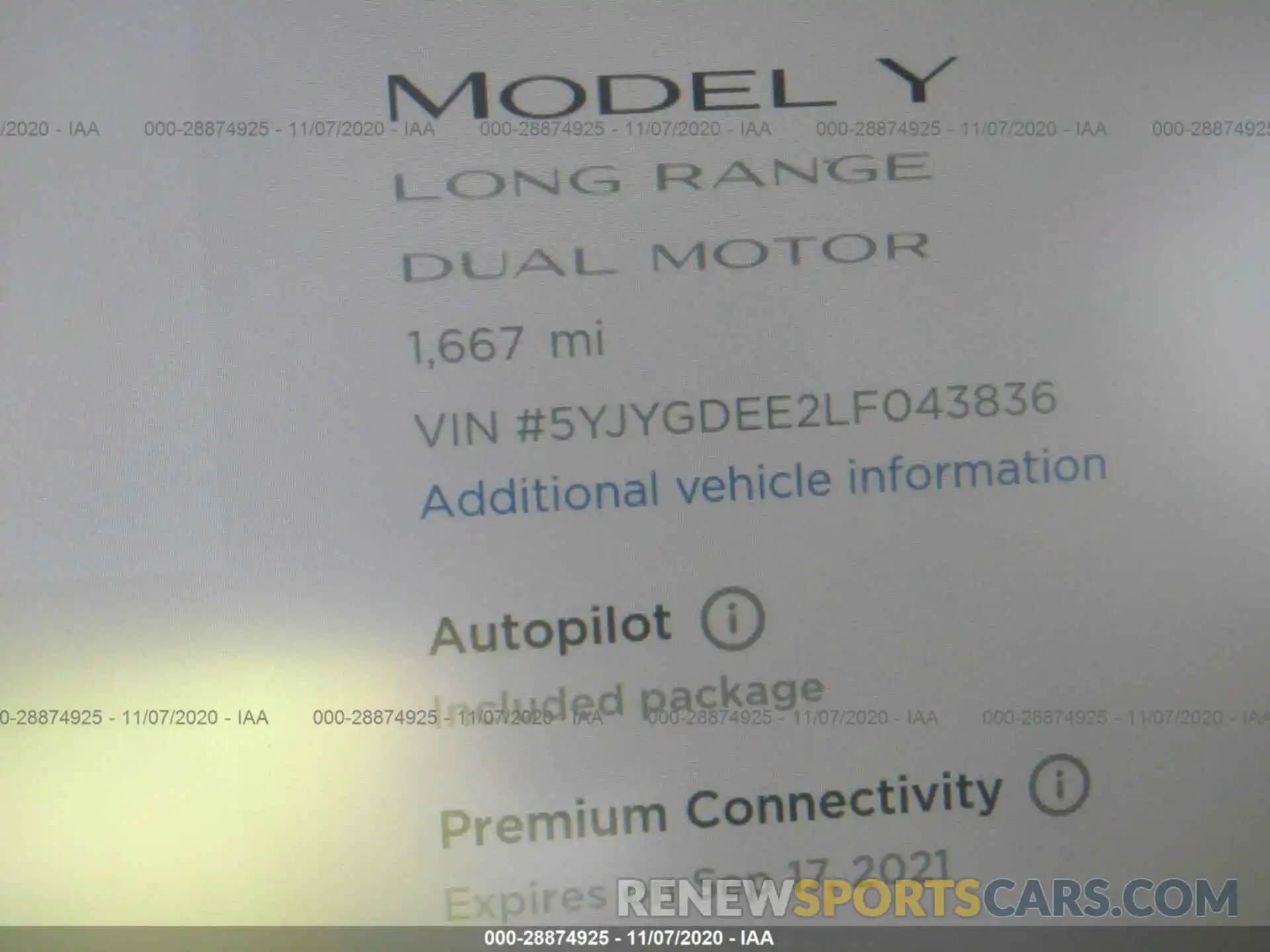 7 Photograph of a damaged car 5YJYGDEE2LF043836 TESLA MODEL Y 2020