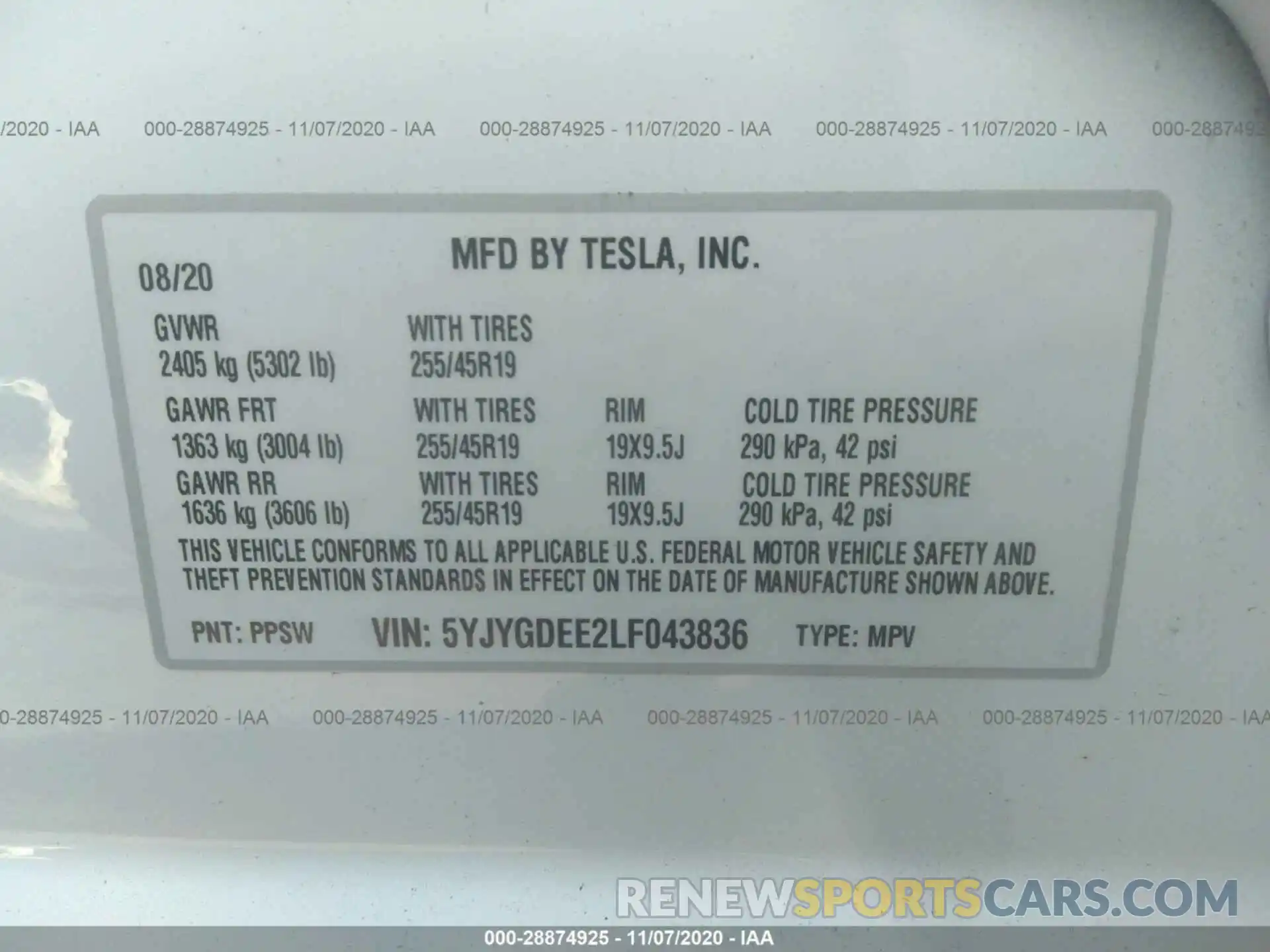 9 Photograph of a damaged car 5YJYGDEE2LF043836 TESLA MODEL Y 2020