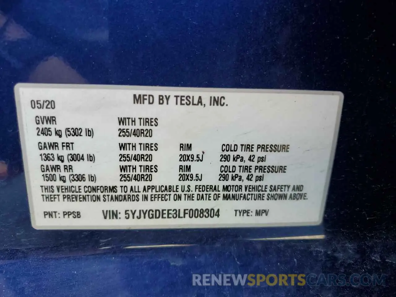 13 Photograph of a damaged car 5YJYGDEE3LF008304 TESLA MODEL Y 2020