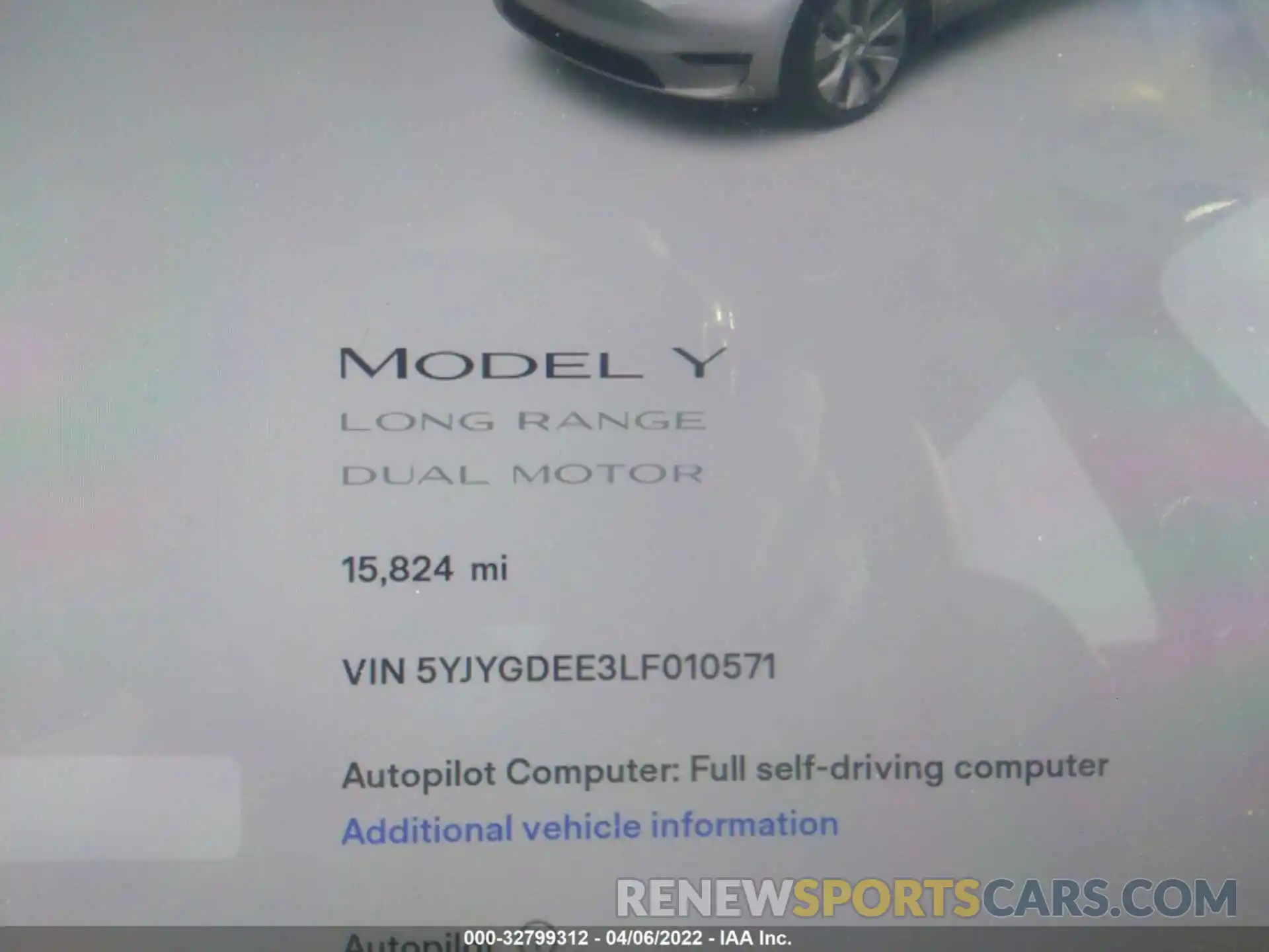 7 Photograph of a damaged car 5YJYGDEE3LF010571 TESLA MODEL Y 2020