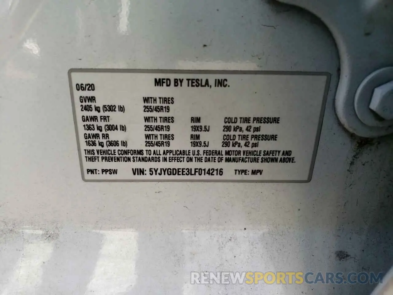 12 Photograph of a damaged car 5YJYGDEE3LF014216 TESLA MODEL Y 2020