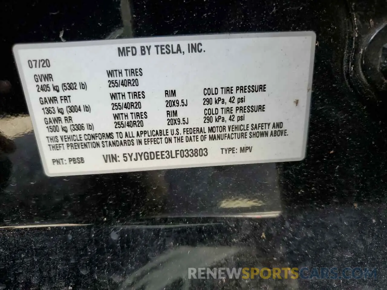 15 Photograph of a damaged car 5YJYGDEE3LF033803 TESLA MODEL Y 2020