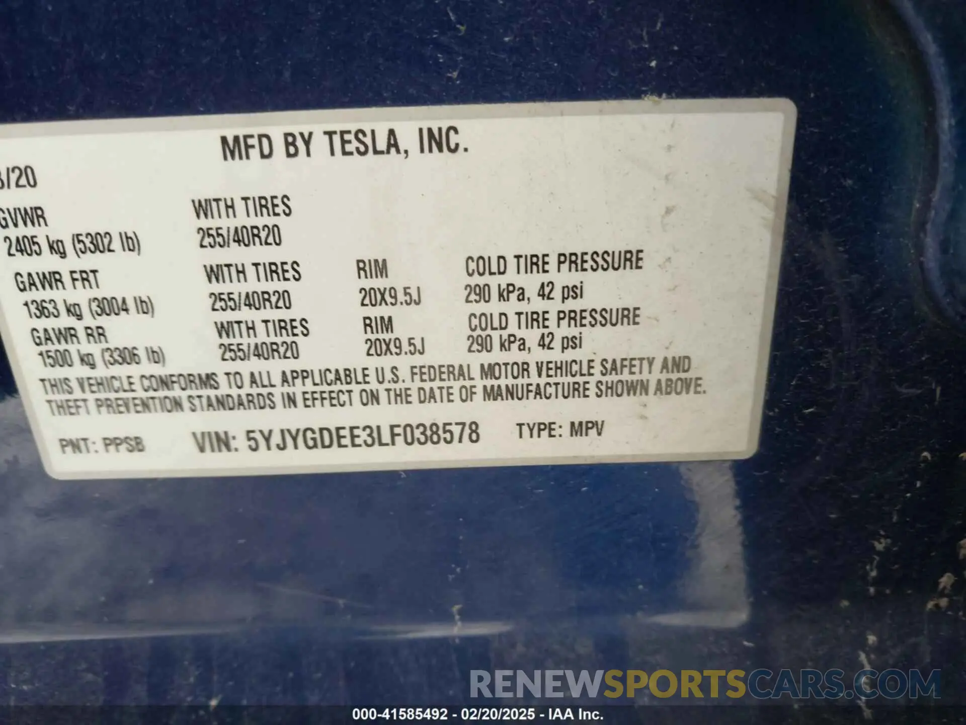 9 Photograph of a damaged car 5YJYGDEE3LF038578 TESLA MODEL Y 2020
