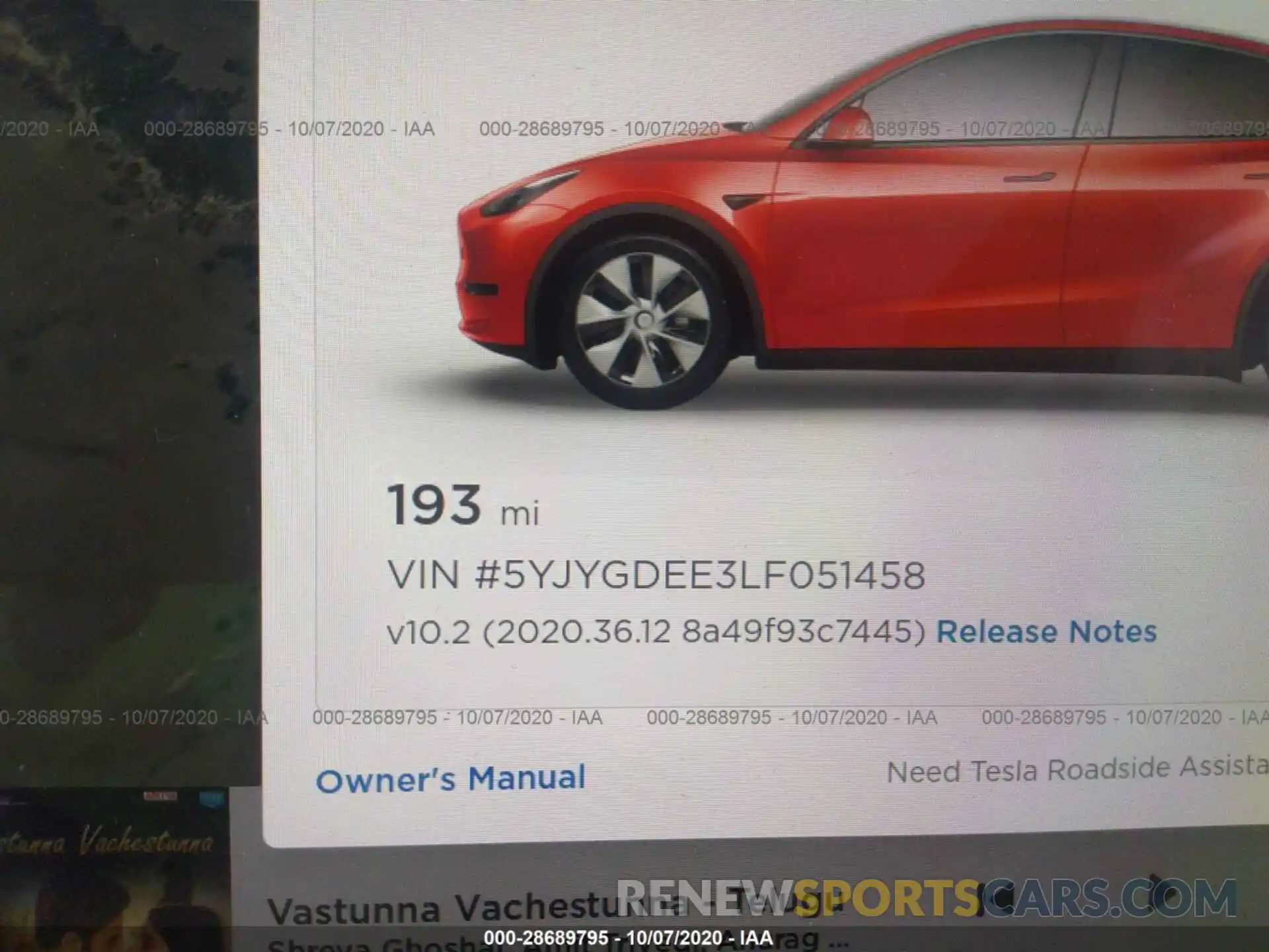 7 Photograph of a damaged car 5YJYGDEE3LF051458 TESLA MODEL Y 2020