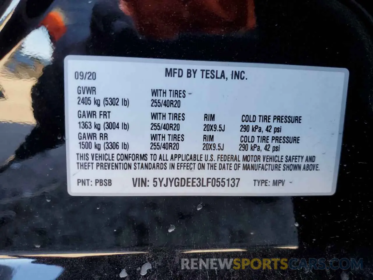 15 Photograph of a damaged car 5YJYGDEE3LF055137 TESLA MODEL Y 2020
