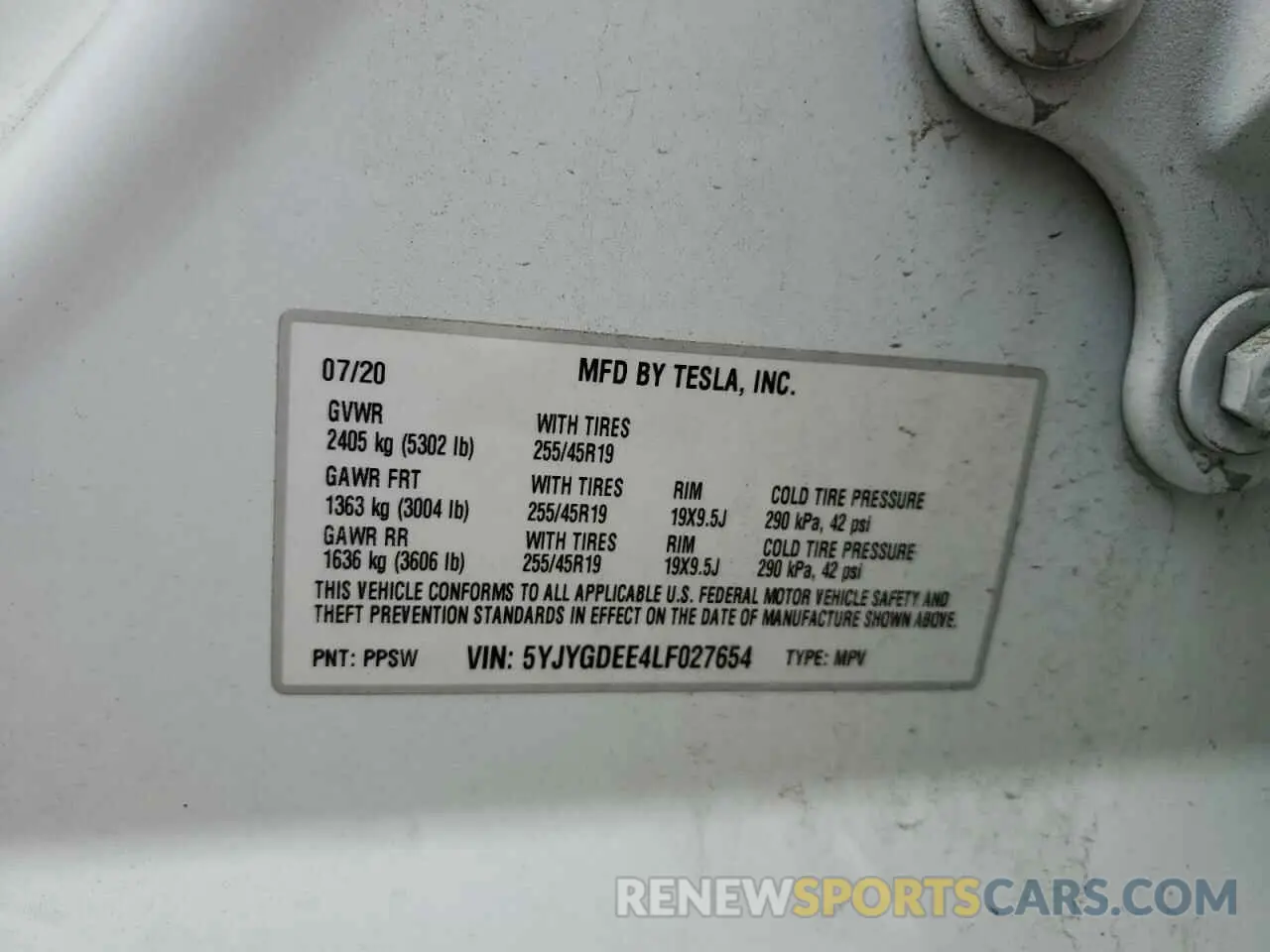 12 Photograph of a damaged car 5YJYGDEE4LF027654 TESLA MODEL Y 2020