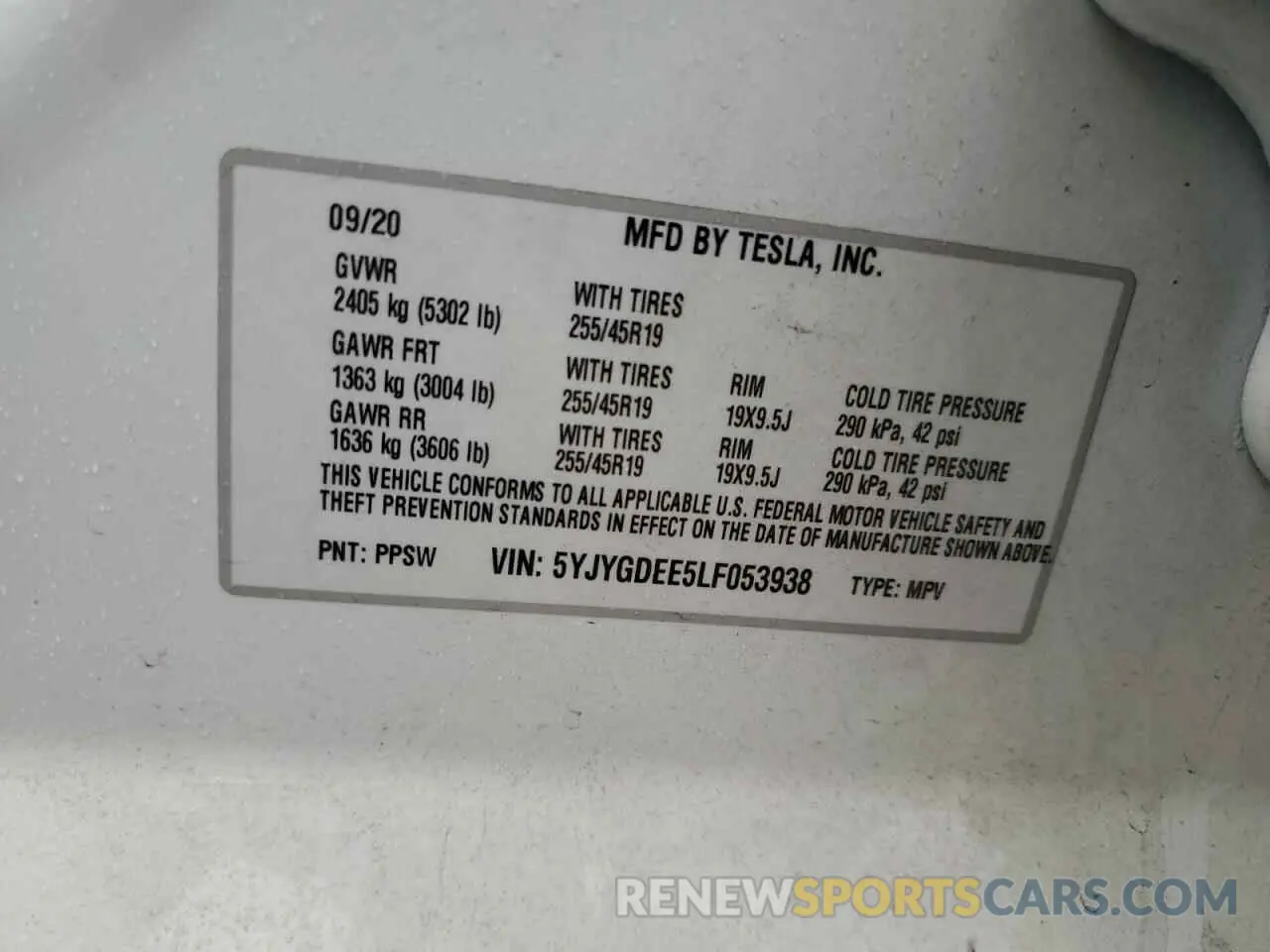 15 Photograph of a damaged car 5YJYGDEE5LF053938 TESLA MODEL Y 2020