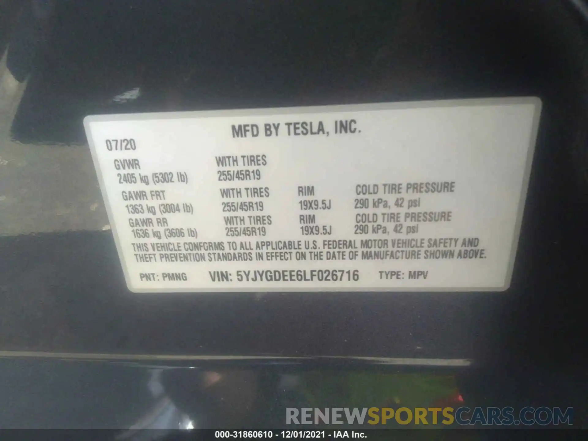 9 Photograph of a damaged car 5YJYGDEE6LF026716 TESLA MODEL Y 2020