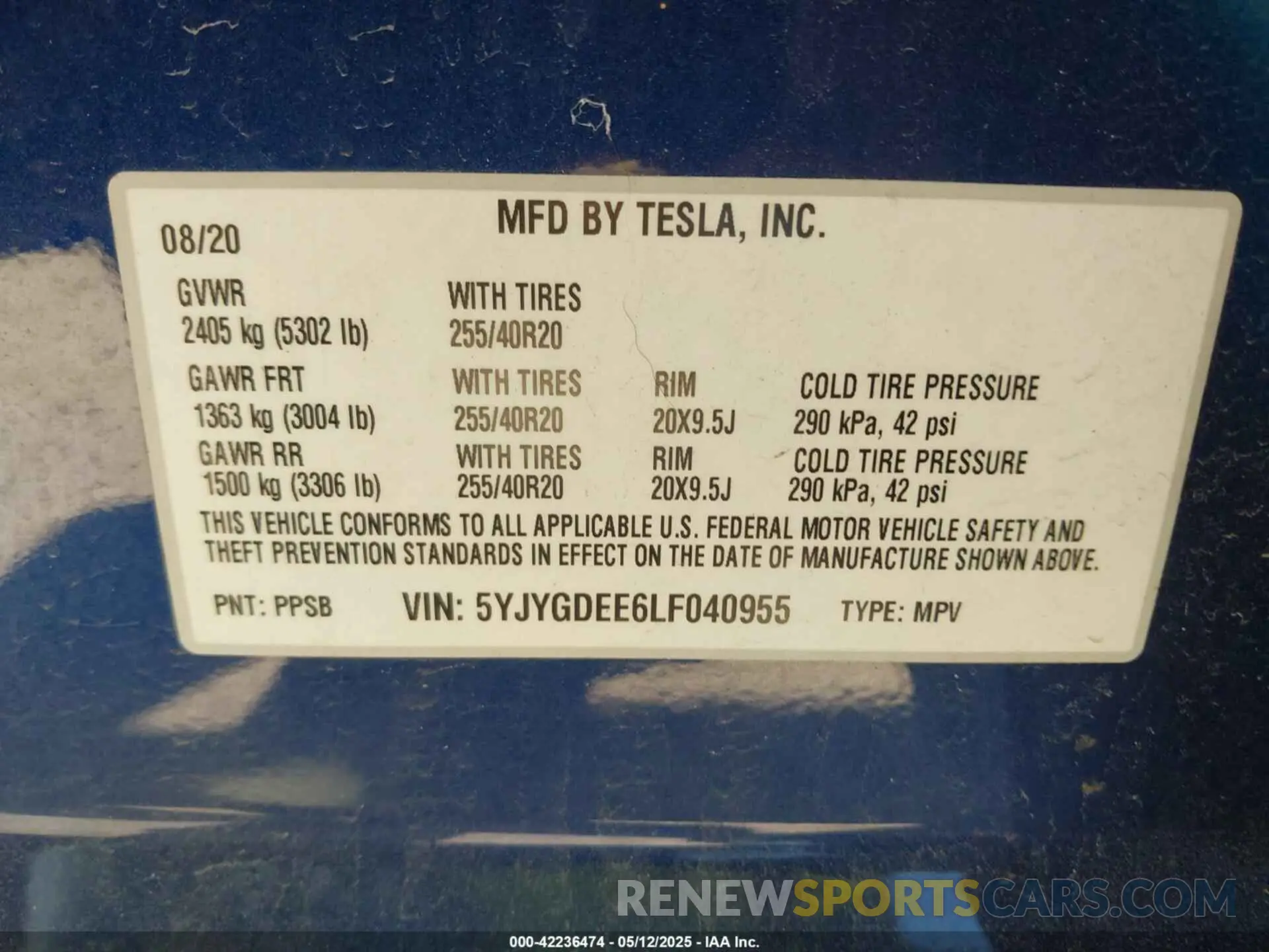 9 Photograph of a damaged car 5YJYGDEE6LF040955 TESLA MODEL Y 2020