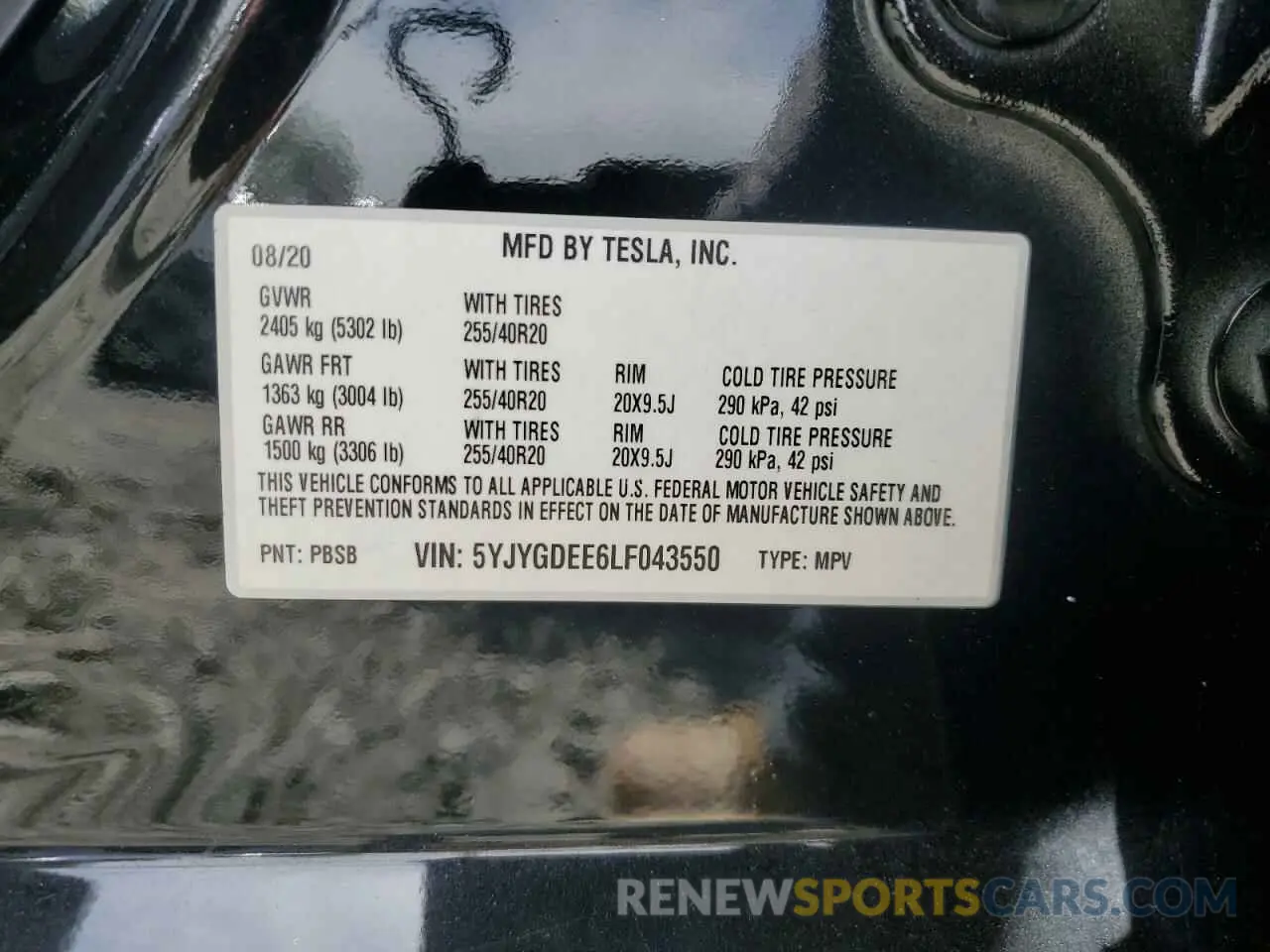 12 Photograph of a damaged car 5YJYGDEE6LF043550 TESLA MODEL Y 2020