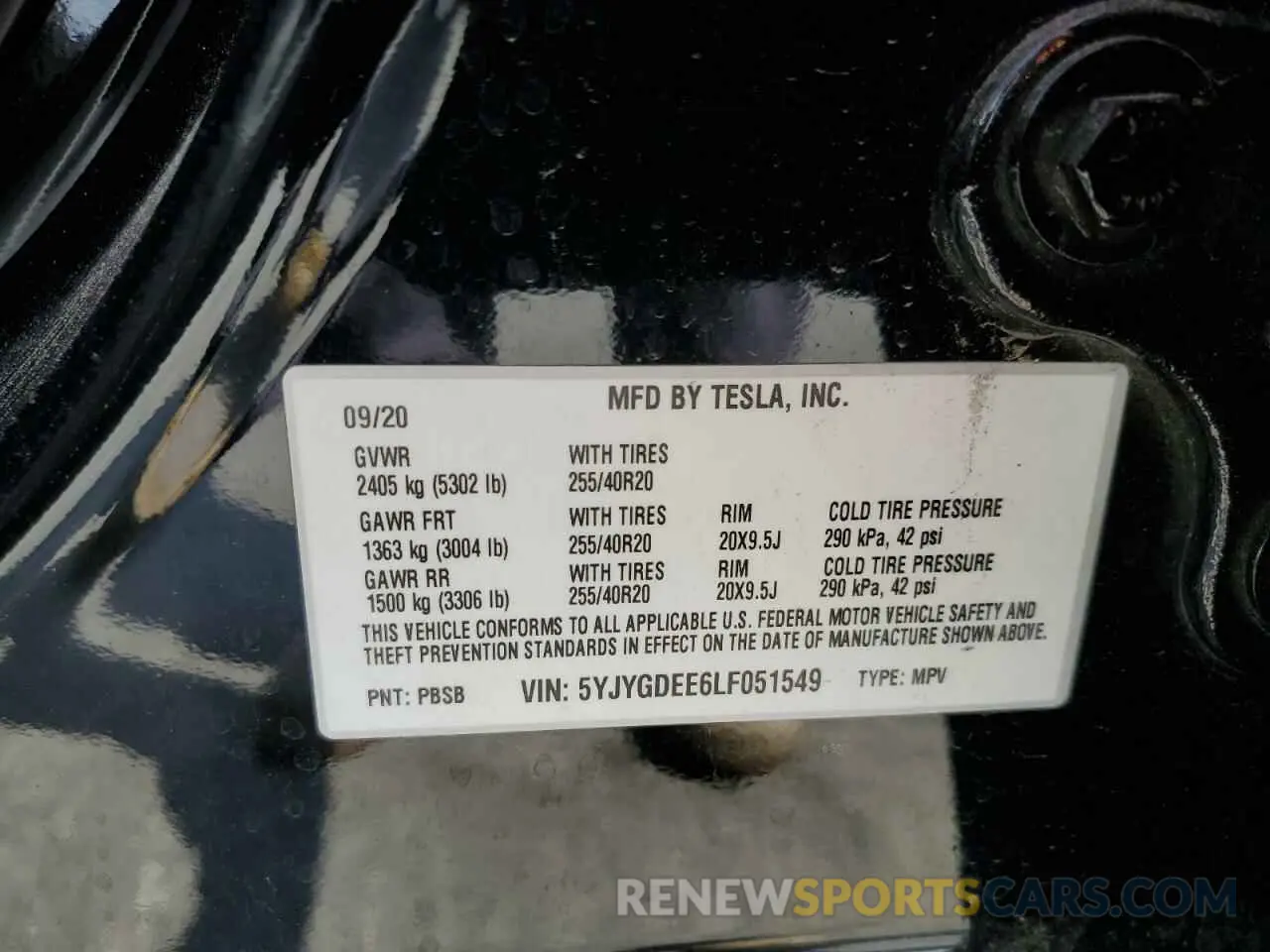 13 Photograph of a damaged car 5YJYGDEE6LF051549 TESLA MODEL Y 2020