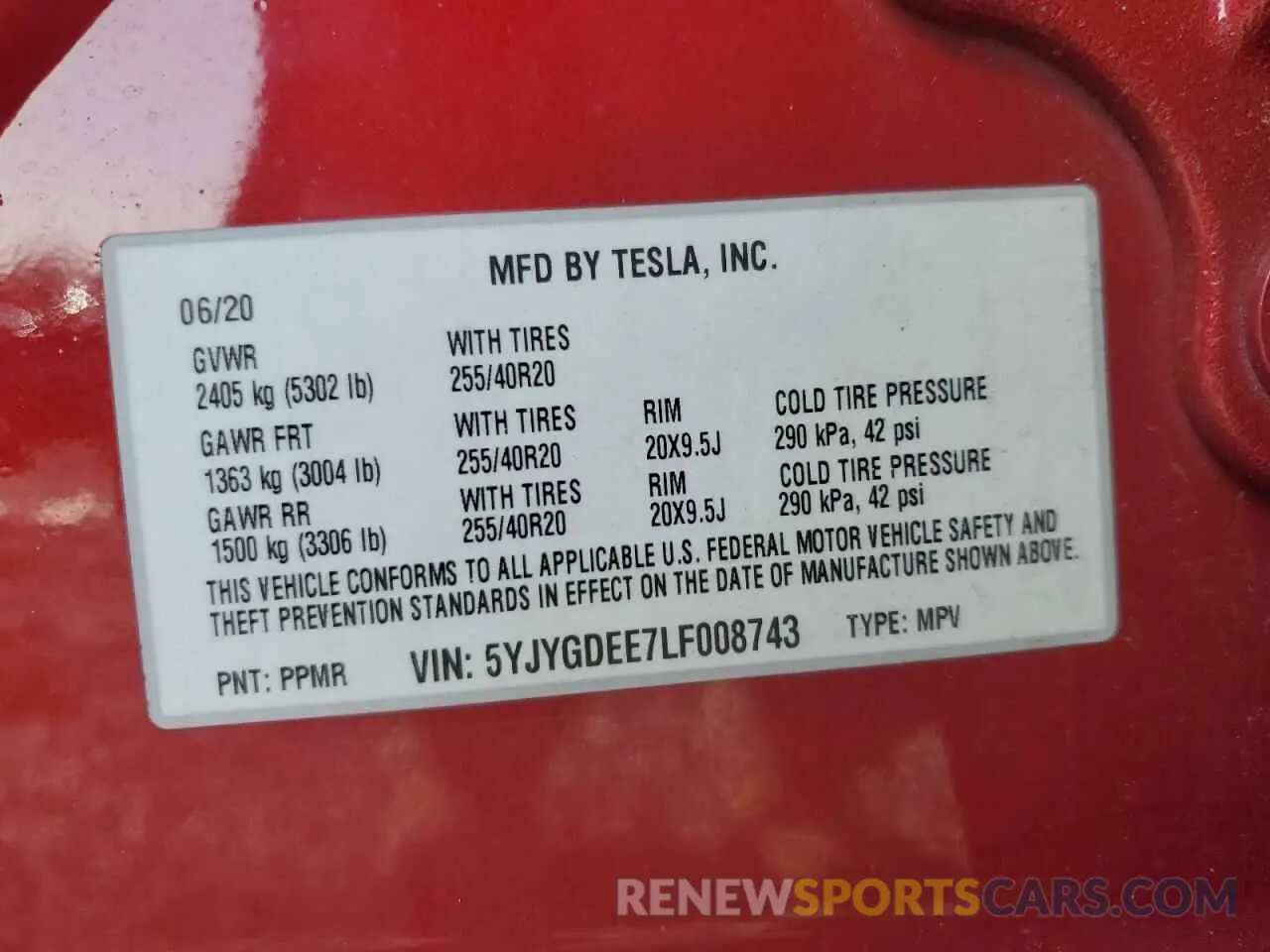 13 Photograph of a damaged car 5YJYGDEE7LF008743 TESLA MODEL Y 2020