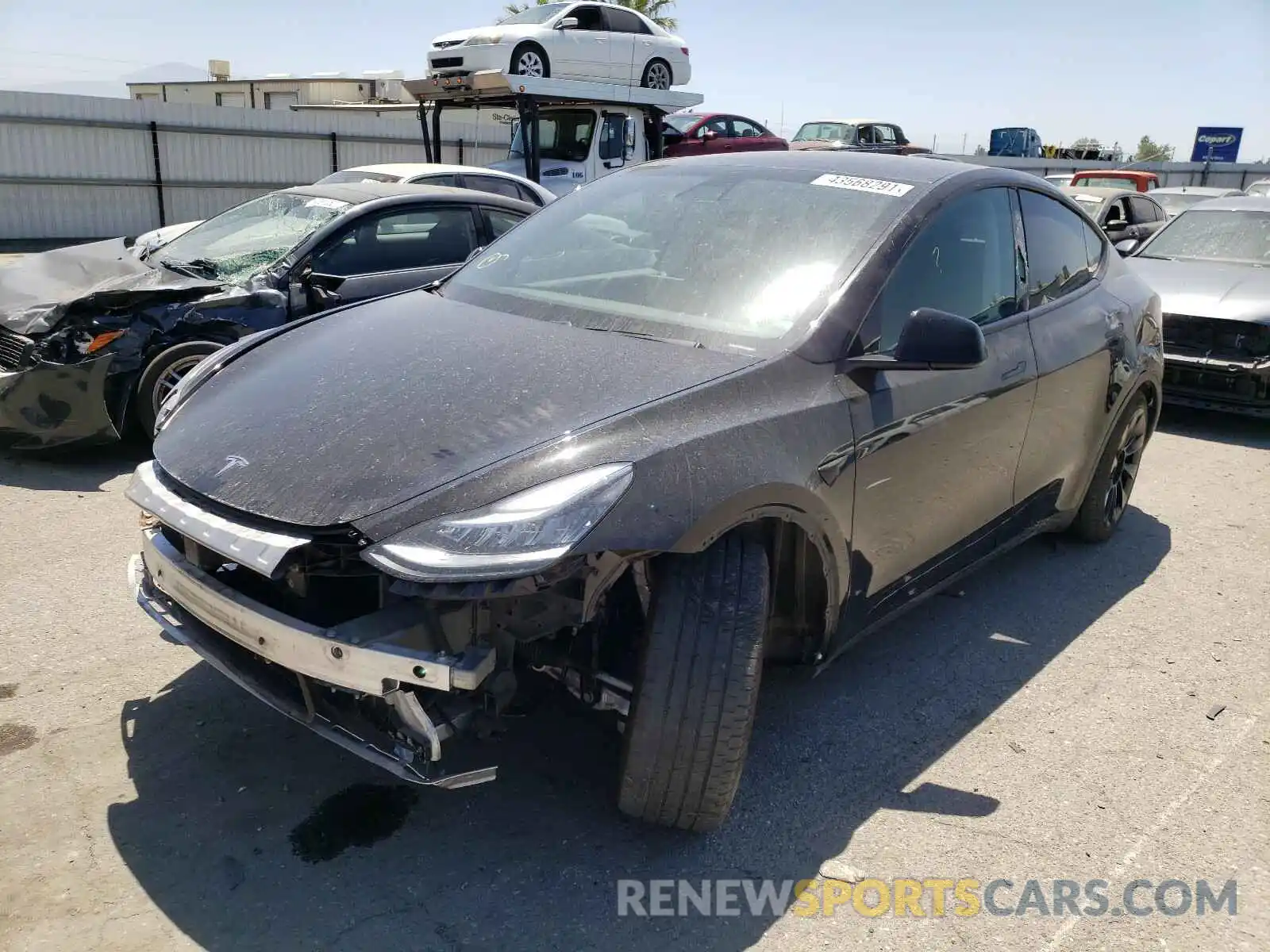 2 Photograph of a damaged car 5YJYGDEE7LF018219 TESLA MODEL Y 2020