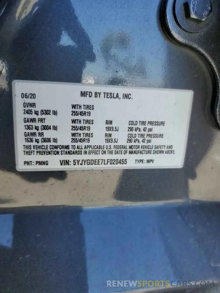 14 Photograph of a damaged car 5YJYGDEE7LF020455 TESLA MODEL Y 2020