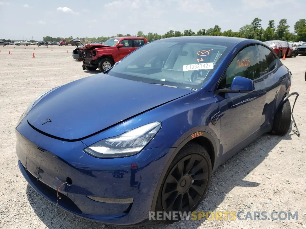 2 Photograph of a damaged car 5YJYGDEE7LF025803 TESLA MODEL Y 2020