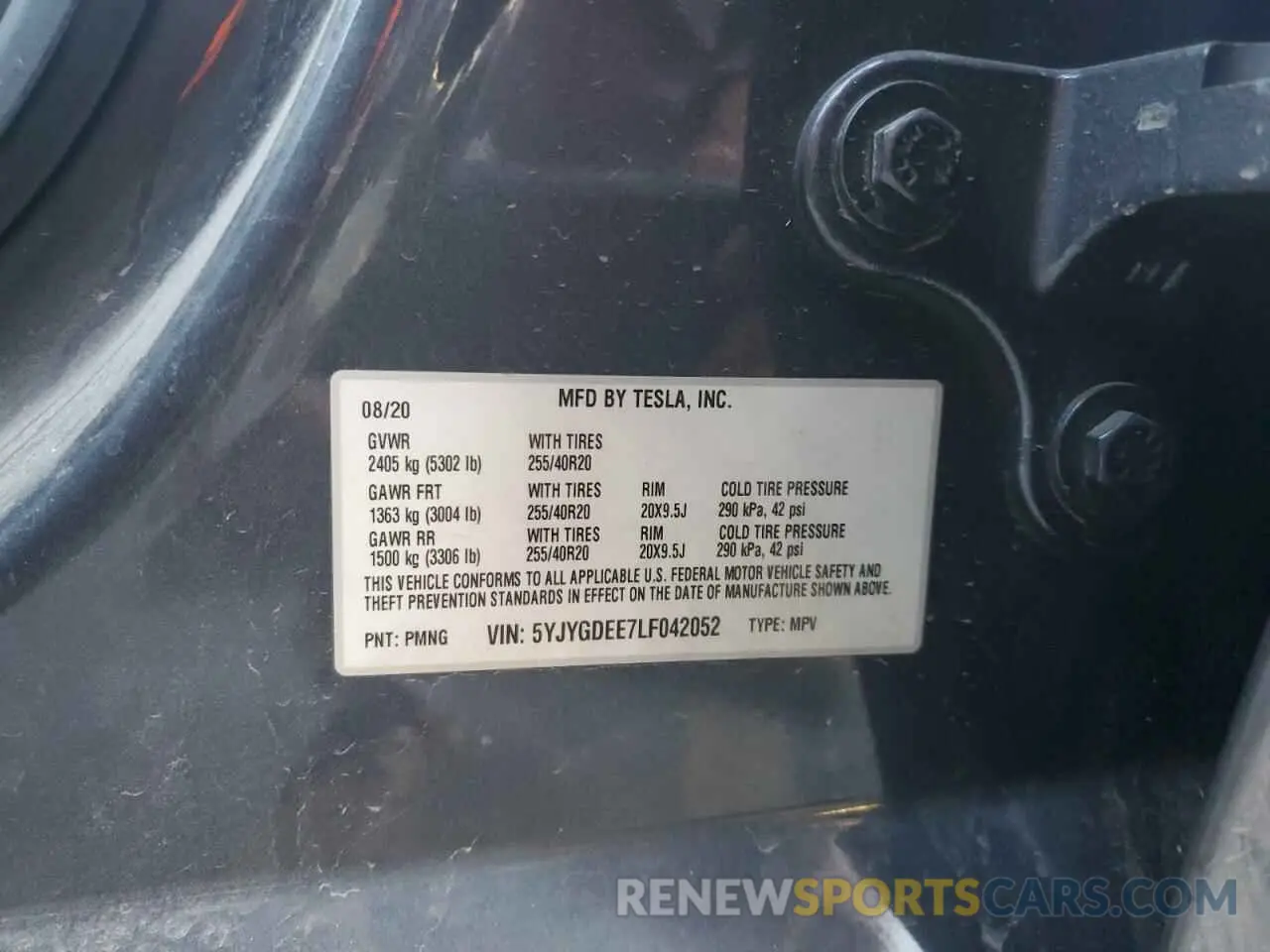 14 Photograph of a damaged car 5YJYGDEE7LF042052 TESLA MODEL Y 2020