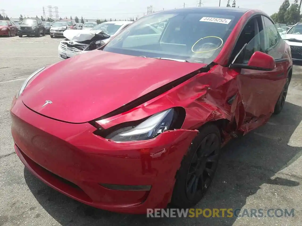 2 Photograph of a damaged car 5YJYGDEE7LF045534 TESLA MODEL Y 2020