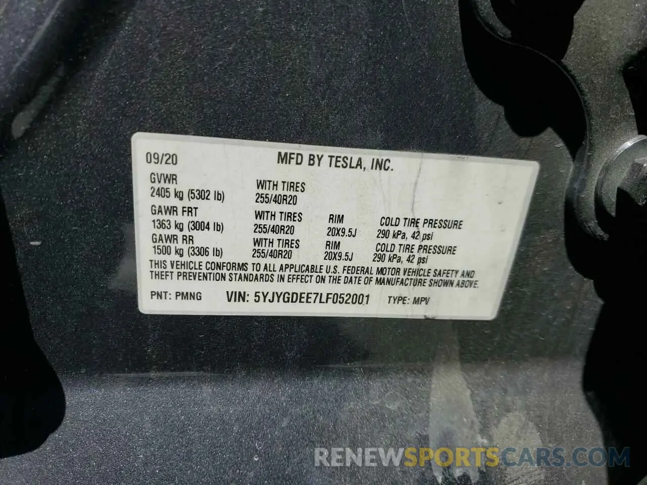 14 Photograph of a damaged car 5YJYGDEE7LF052001 TESLA MODEL Y 2020