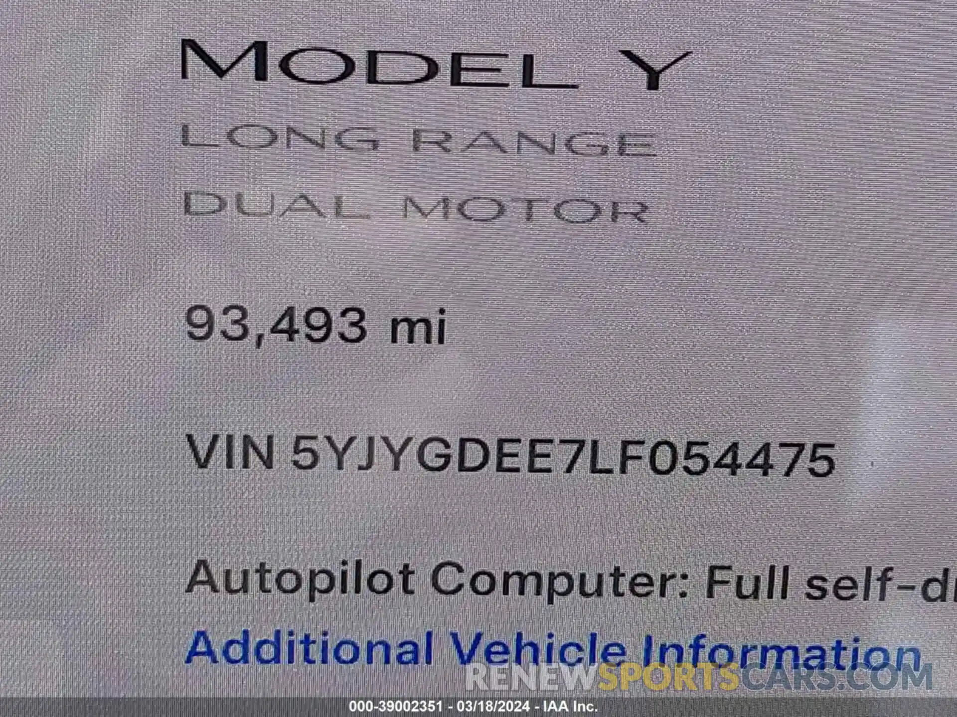 7 Photograph of a damaged car 5YJYGDEE7LF054475 TESLA MODEL Y 2020