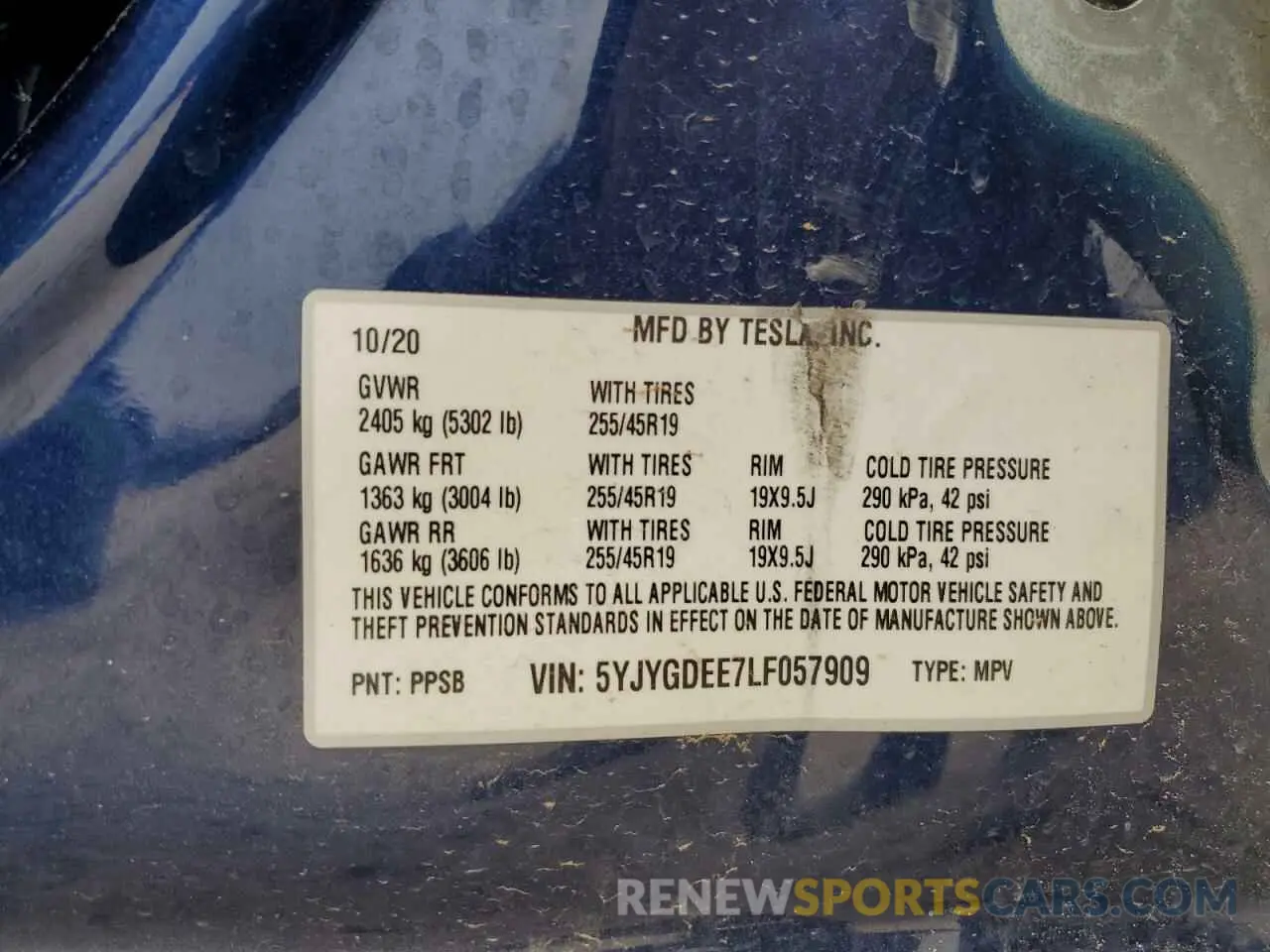 12 Photograph of a damaged car 5YJYGDEE7LF057909 TESLA MODEL Y 2020