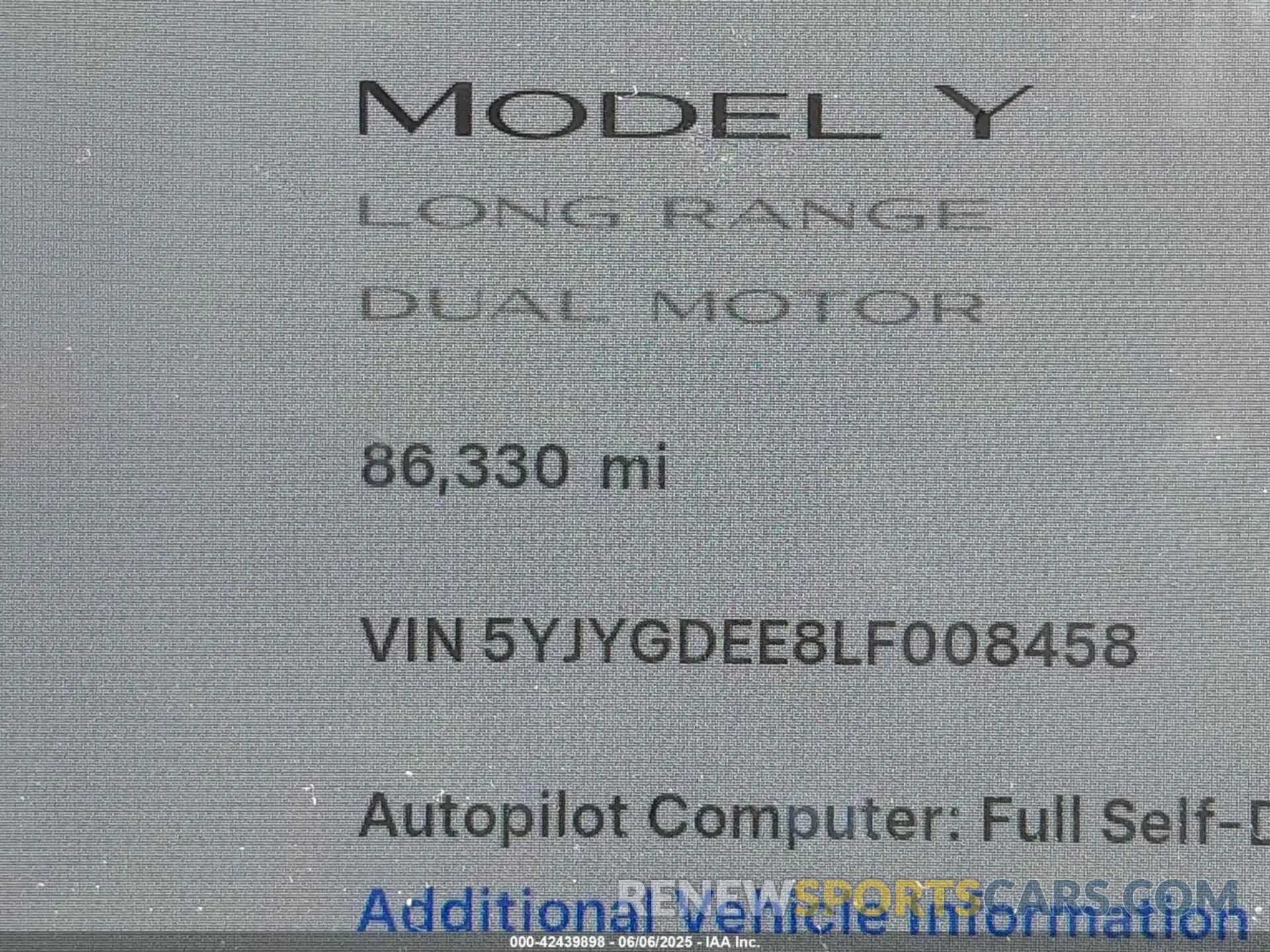 14 Photograph of a damaged car 5YJYGDEE8LF008458 TESLA MODEL Y 2020