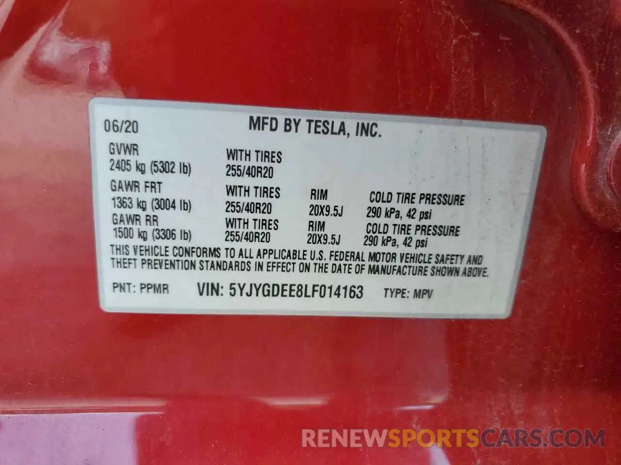 12 Photograph of a damaged car 5YJYGDEE8LF014163 TESLA MODEL Y 2020
