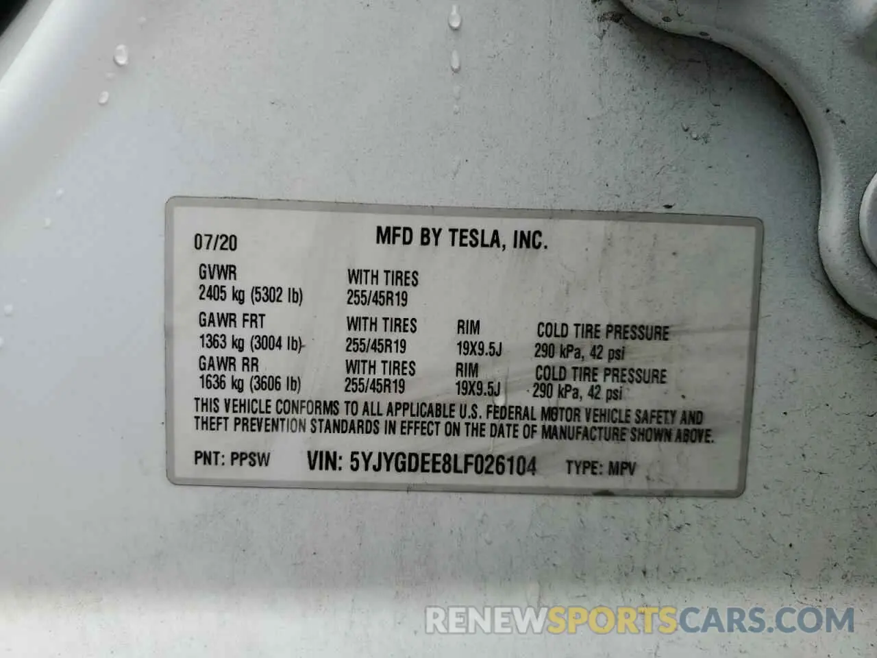 12 Photograph of a damaged car 5YJYGDEE8LF026104 TESLA MODEL Y 2020