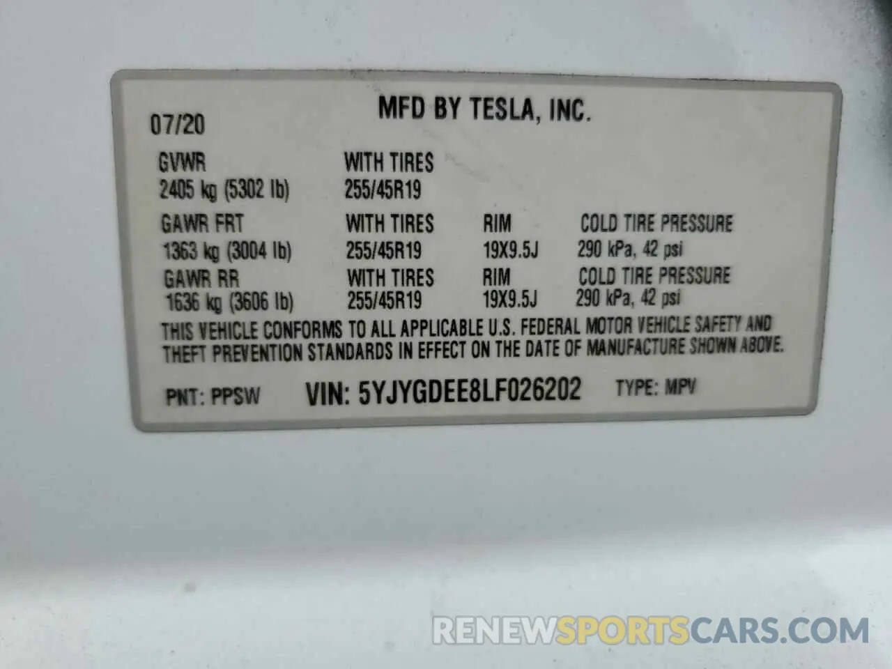13 Photograph of a damaged car 5YJYGDEE8LF026202 TESLA MODEL Y 2020