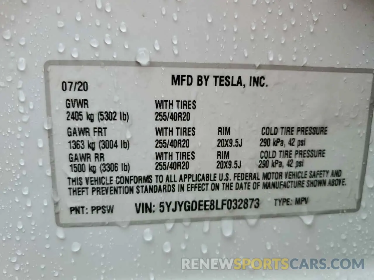 13 Photograph of a damaged car 5YJYGDEE8LF032873 TESLA MODEL Y 2020