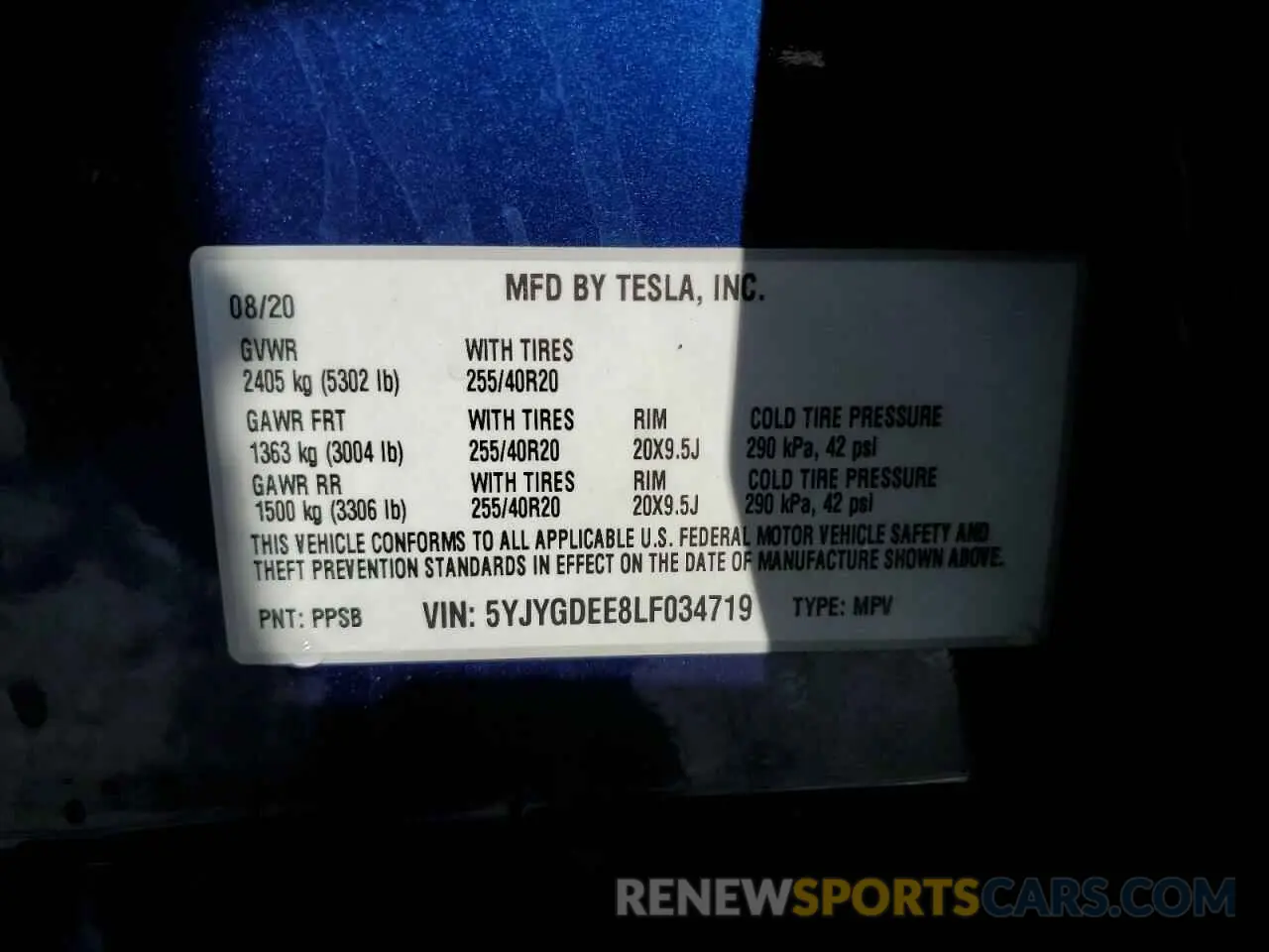14 Photograph of a damaged car 5YJYGDEE8LF034719 TESLA MODEL Y 2020