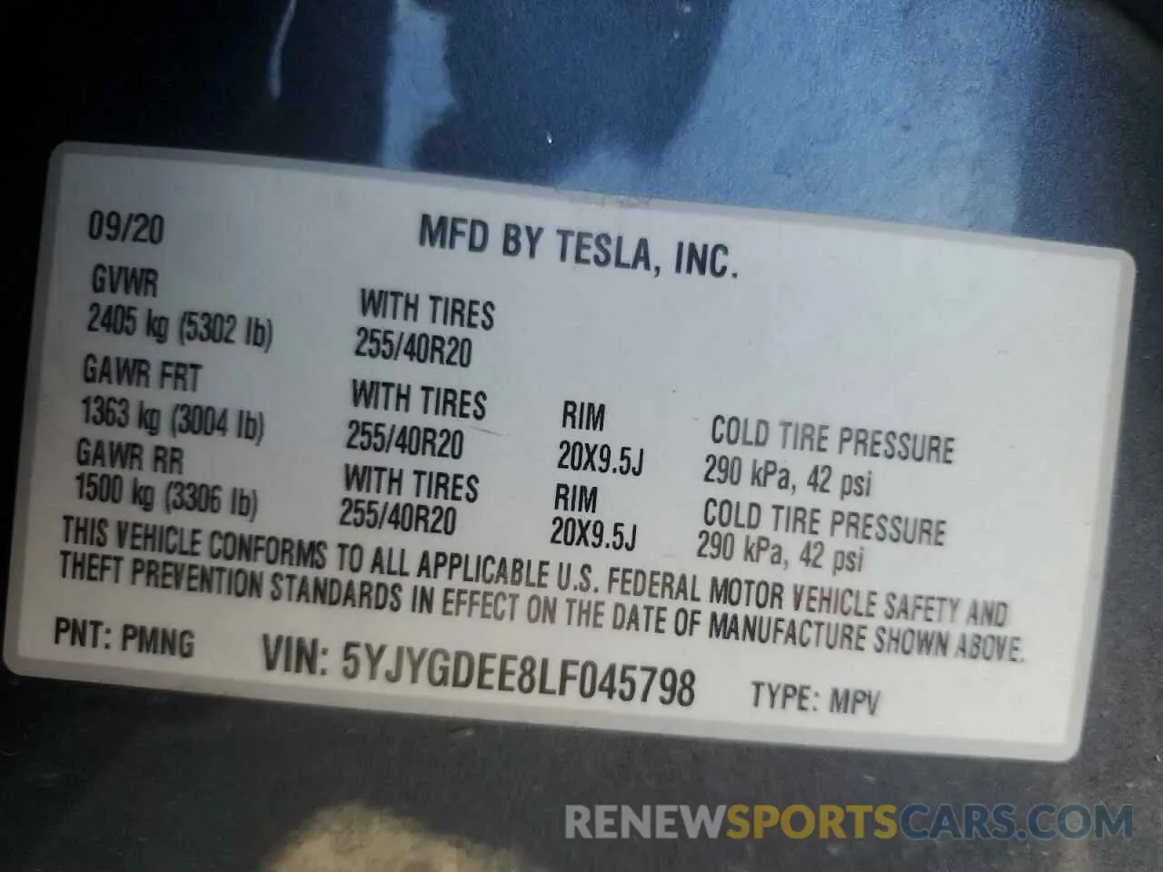 12 Photograph of a damaged car 5YJYGDEE8LF045798 TESLA MODEL Y 2020