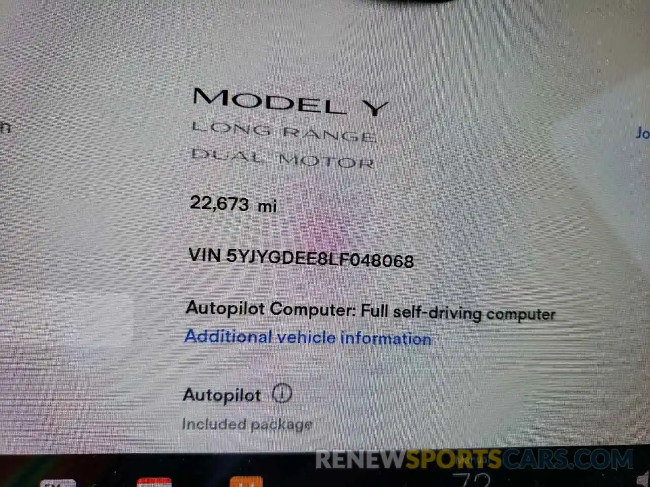 8 Photograph of a damaged car 5YJYGDEE8LF048068 TESLA MODEL Y 2020