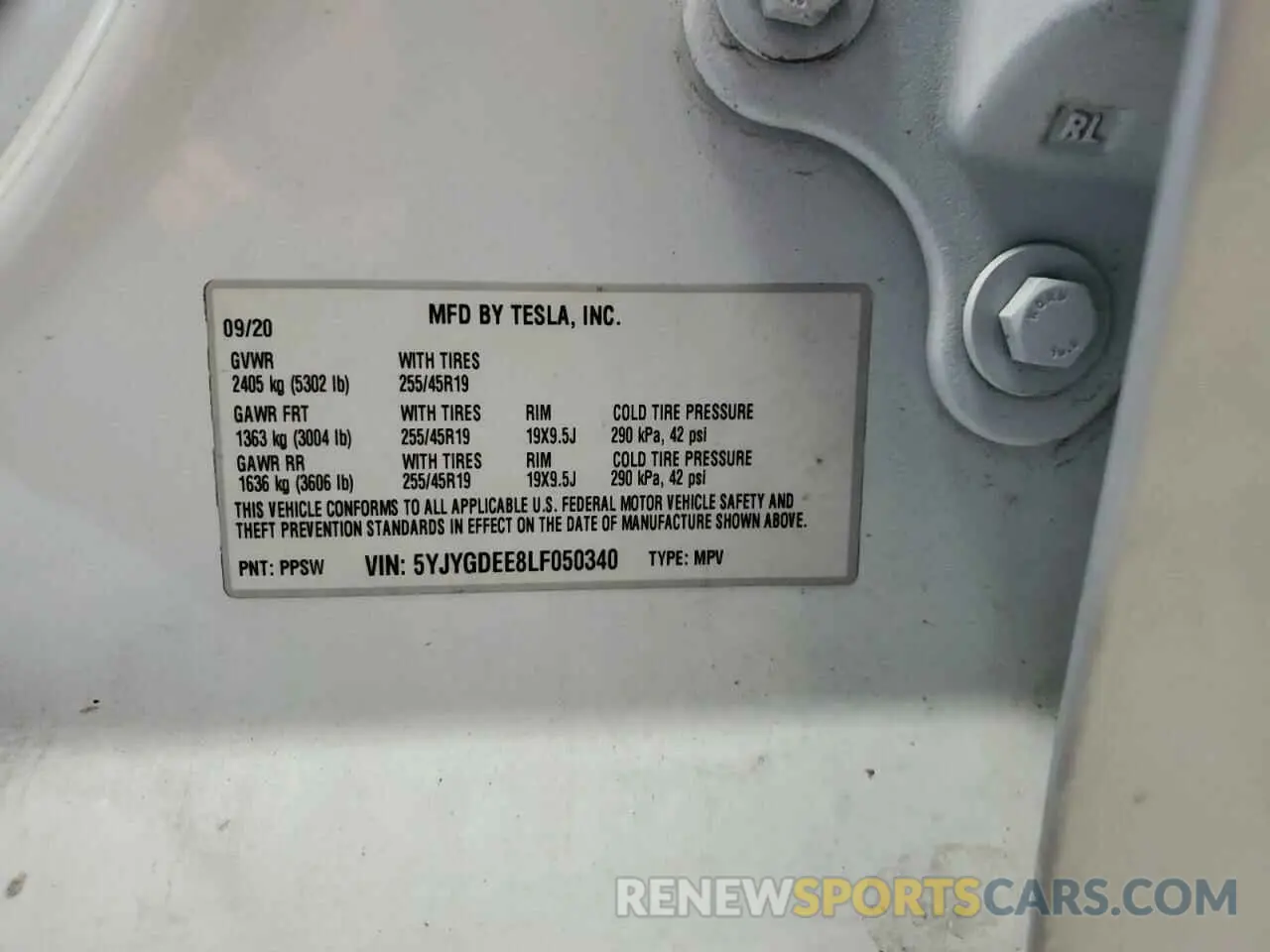 12 Photograph of a damaged car 5YJYGDEE8LF050340 TESLA MODEL Y 2020