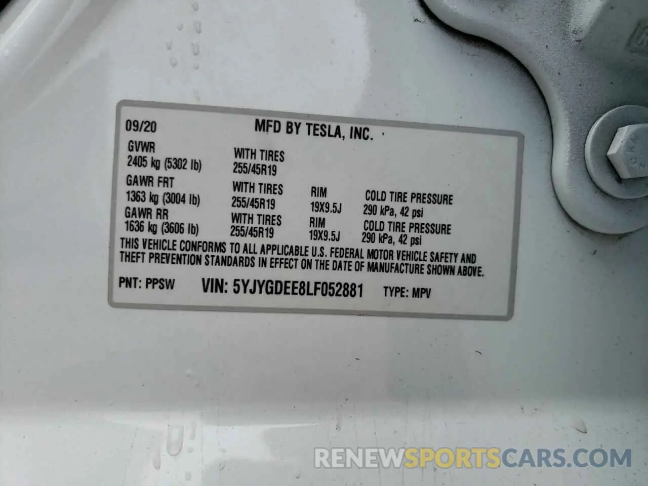 13 Photograph of a damaged car 5YJYGDEE8LF052881 TESLA MODEL Y 2020
