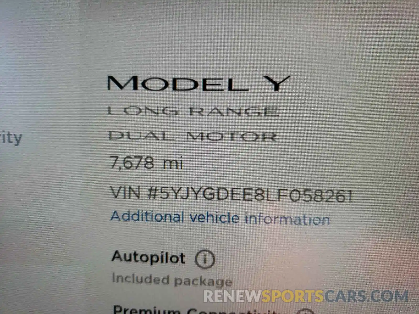 8 Photograph of a damaged car 5YJYGDEE8LF058261 TESLA MODEL Y 2020