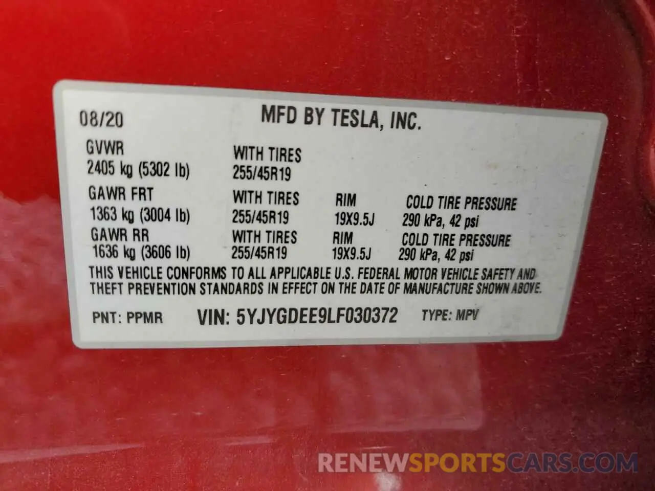 12 Photograph of a damaged car 5YJYGDEE9LF030372 TESLA MODEL Y 2020