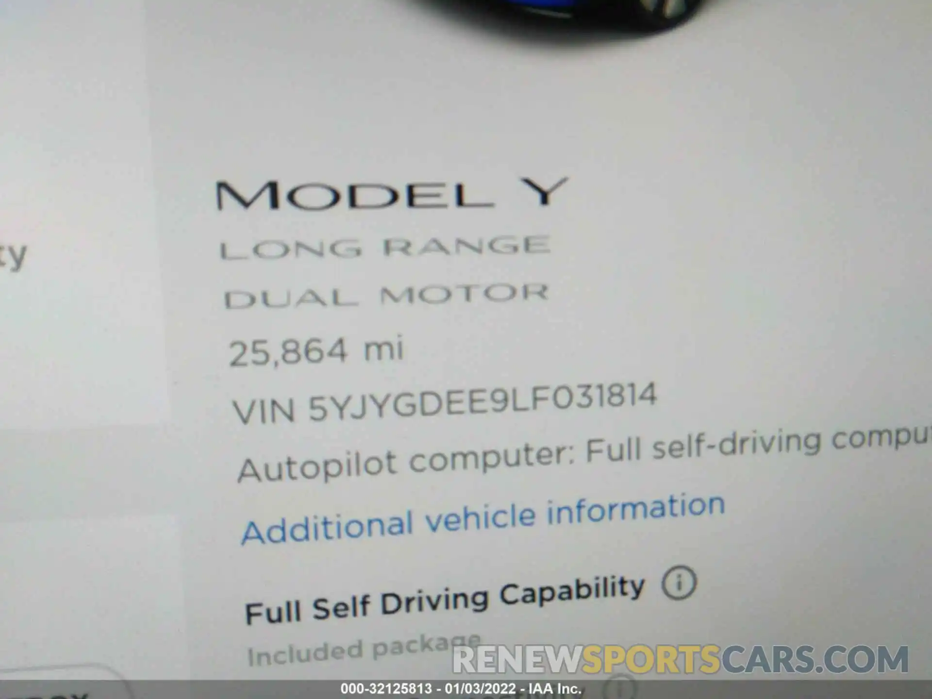 7 Photograph of a damaged car 5YJYGDEE9LF031814 TESLA MODEL Y 2020