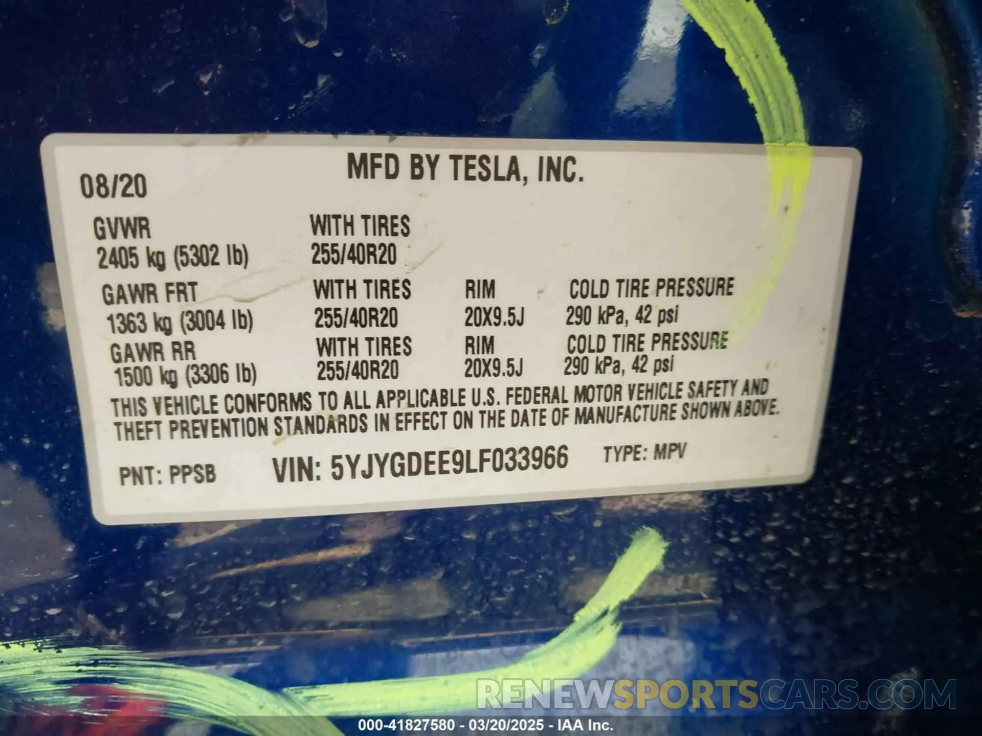 9 Photograph of a damaged car 5YJYGDEE9LF033966 TESLA MODEL Y 2020