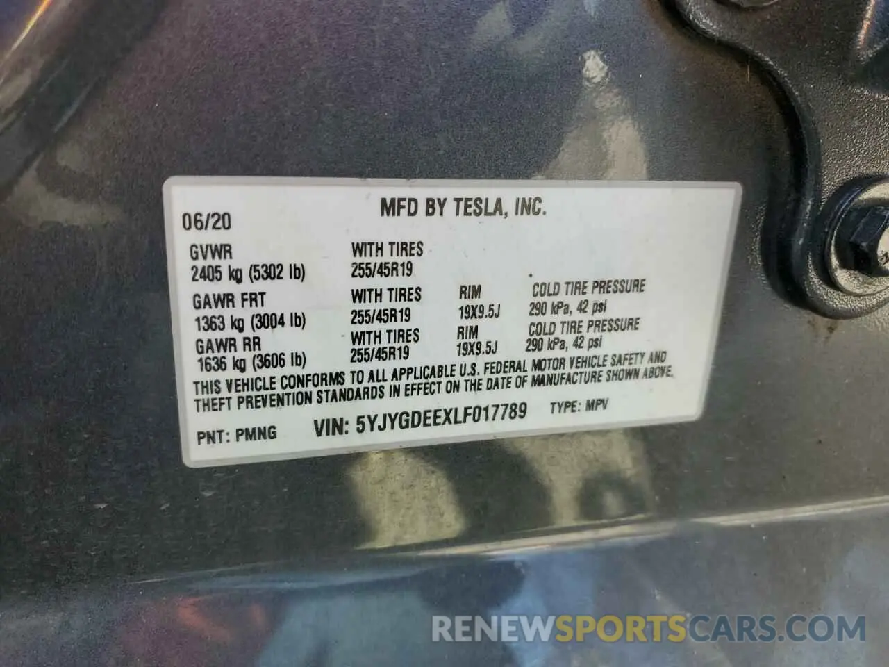 12 Photograph of a damaged car 5YJYGDEEXLF017789 TESLA MODEL Y 2020