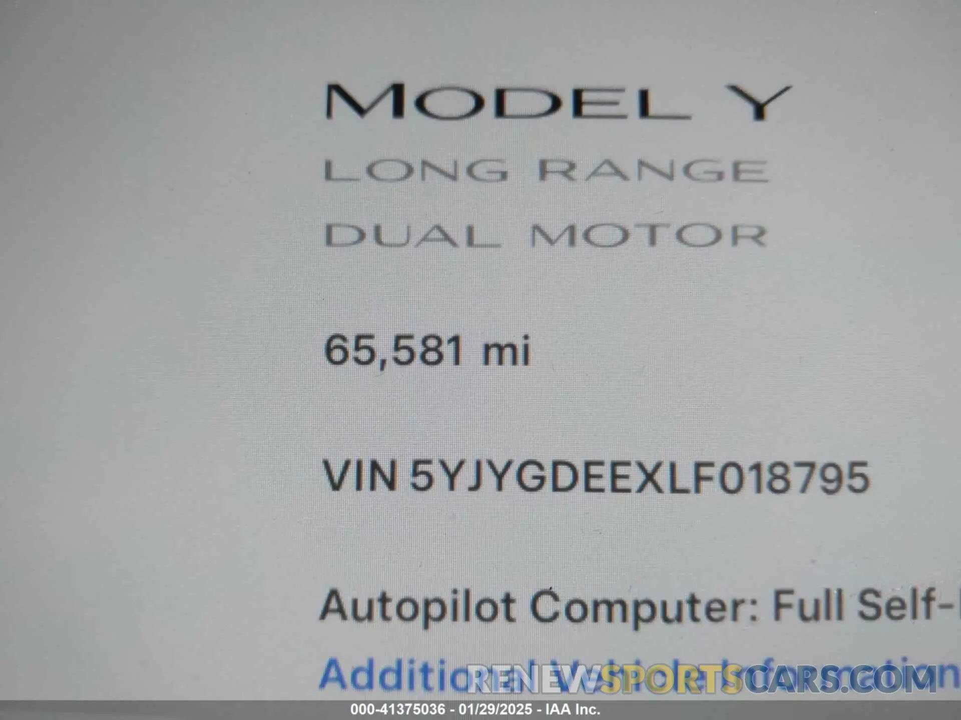 15 Photograph of a damaged car 5YJYGDEEXLF018795 TESLA MODEL Y 2020
