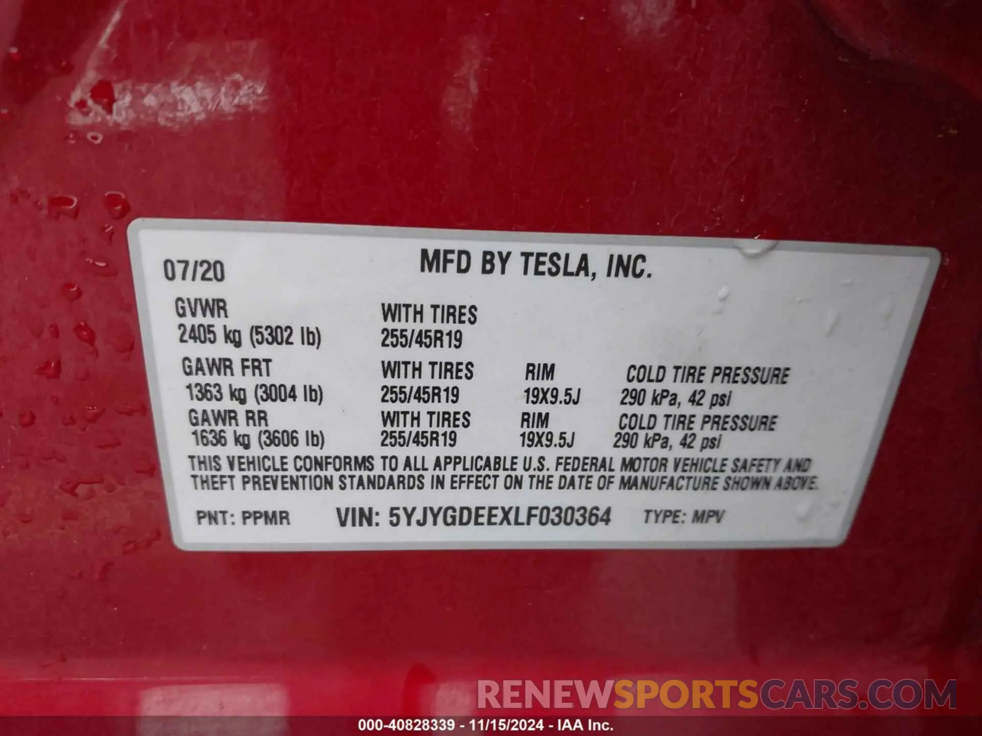 9 Photograph of a damaged car 5YJYGDEEXLF030364 TESLA MODEL Y 2020